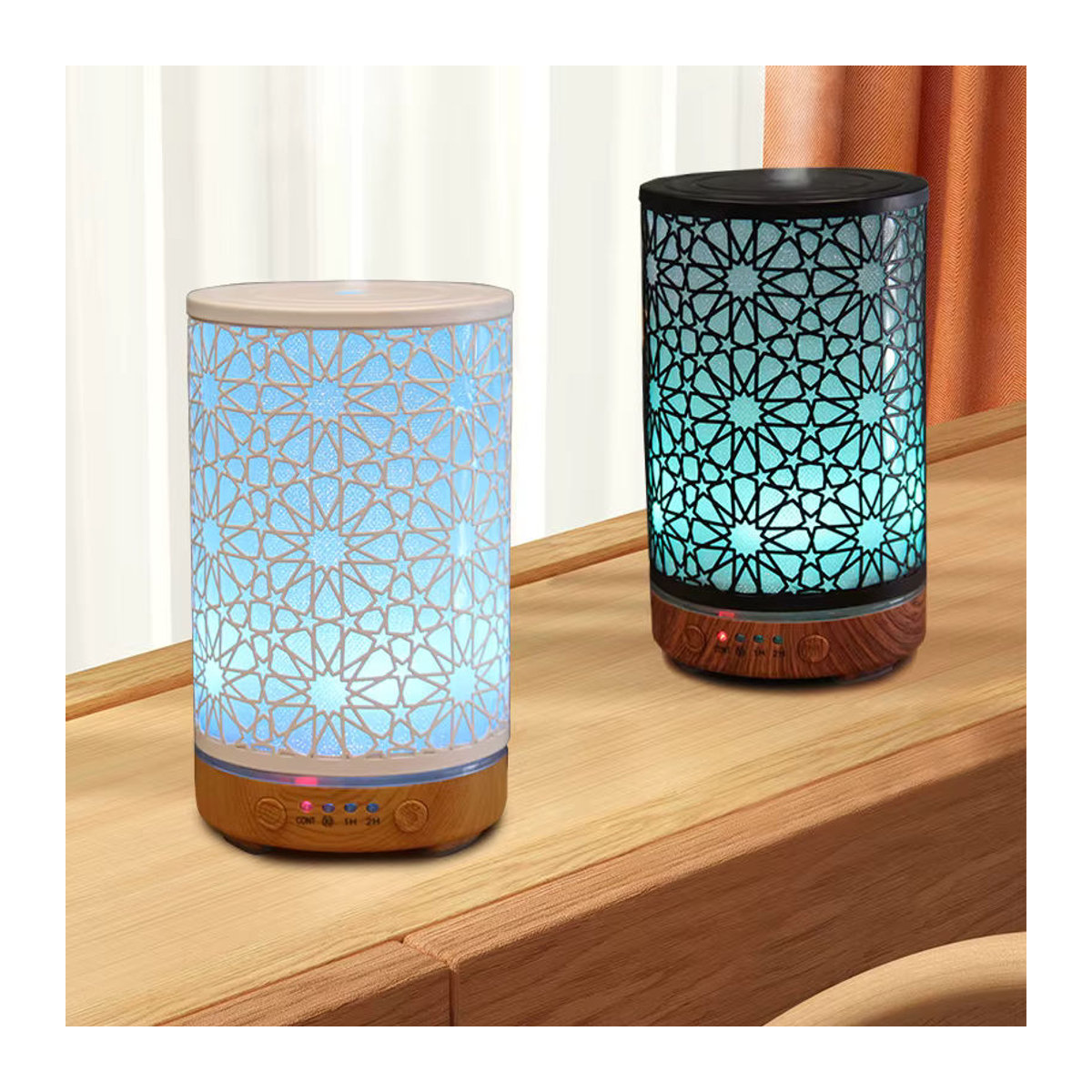 ENGRANVES Aromadiffusor mit Stern-Design und LED-Nachtlicht, Ultraschall-Luftbefeuchter für ätherische Öle, Weiß/Mehrfarbig - Bild 2
