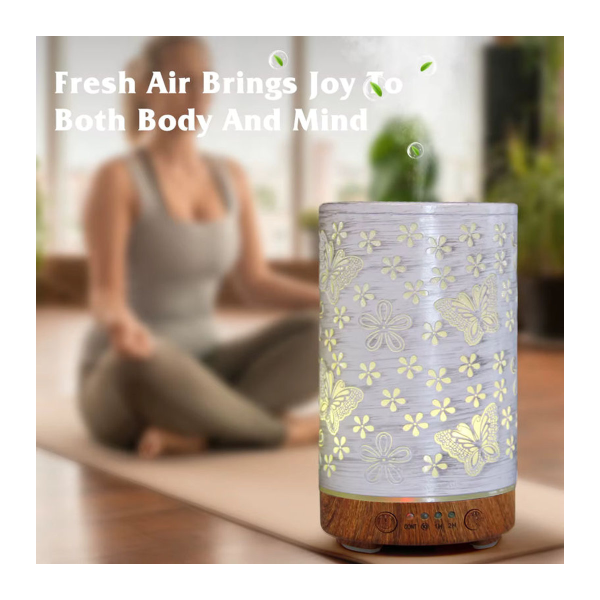 ENGRANVES Ultraschall-Diffusor mit Schmetterlings-Design und siebenfarbigem Aromalicht, 100 ml Luftbefeuchter in Weiß - Bild 2