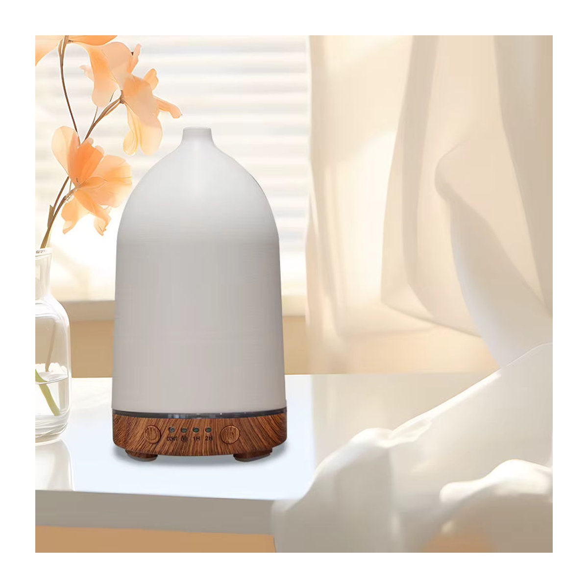 ENGRANVES USB-Diffusor für ätherische Öle, Ultraschall-Luftbefeuchter aus Kunststoff mit LED-Leuchten und Timing-Funktion, 100 ml, Schwarz oder Weiß - Bild 3