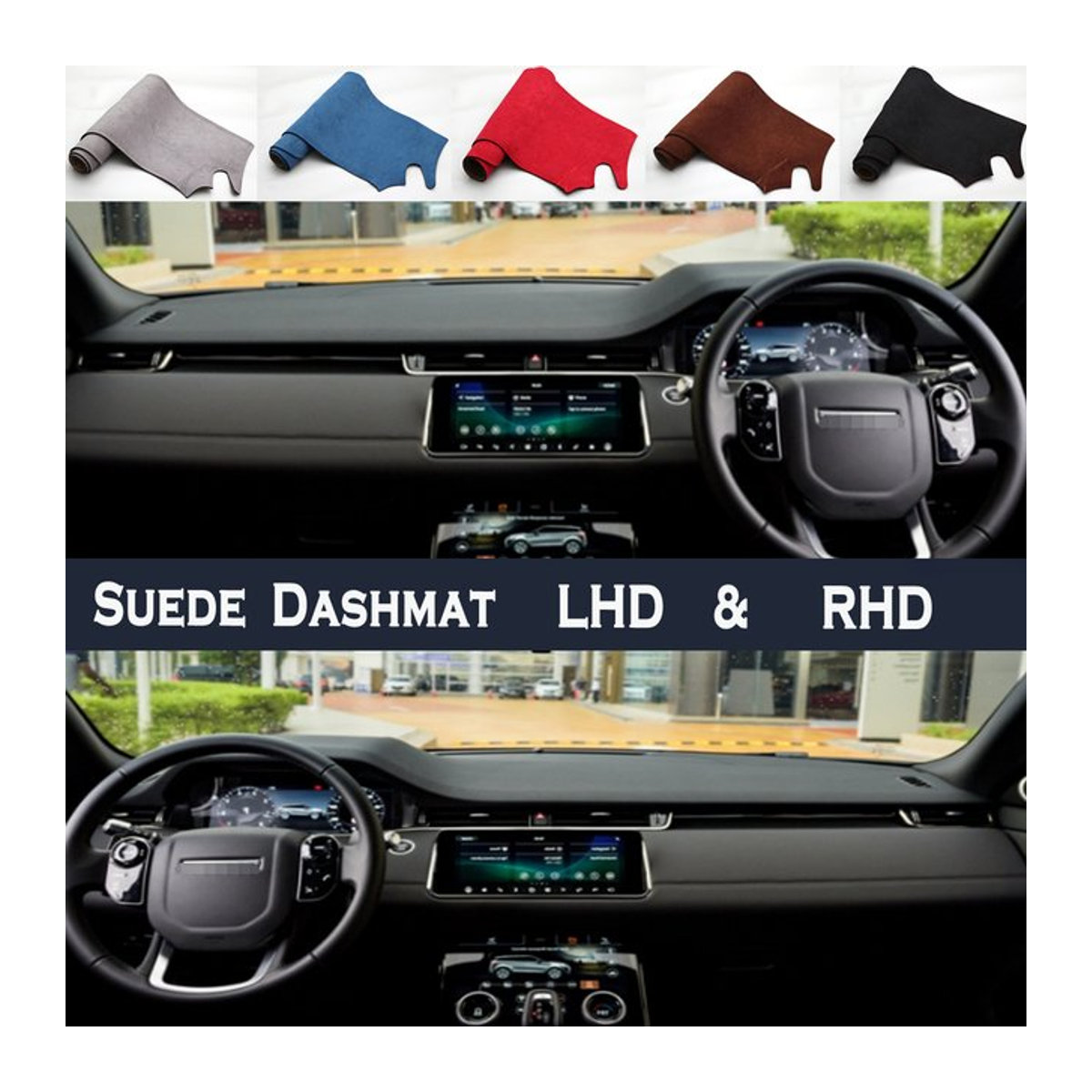 ENJOYTOUR Dashboard Matte aus Wildleder Leder in Schwarz für Land Rover Range Rover Evoque P300 HSE L551 - Bild 1