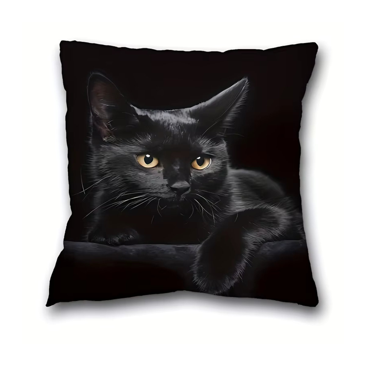 Entzückender Katzen Kissenbezug aus Polyester in Schwarz für Schlafzimmer und Sofa - Bild 2