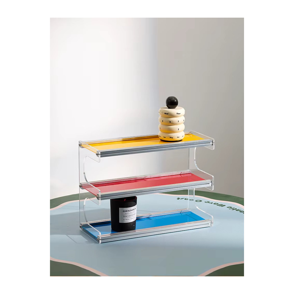 EpeiusHome Dreischichtiges Lagerregal aus Acryl in Transparent und Multicolor für Heimtextilien - Bild 2