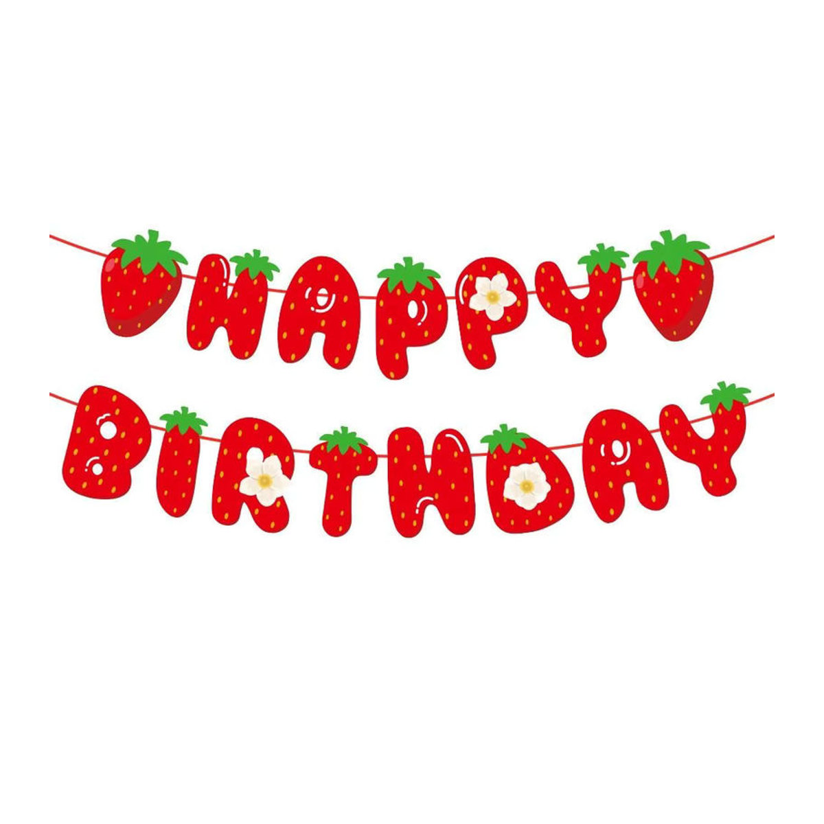 Erdbeere Geburtstag Banner Rot mit Buchstaben als hängende Partydekoration für Kinder aus Papier - Bild 2
