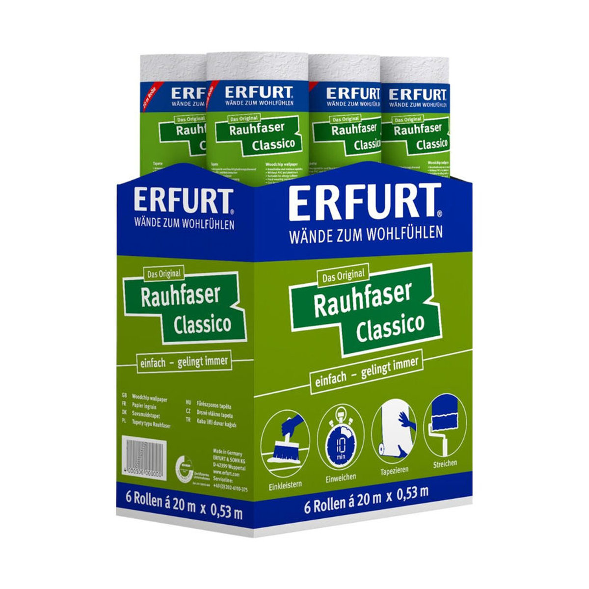 Erfurt Raufasertapete Classico Weiß strukturiert B/L: 53 x 2000 cm - Bild 3