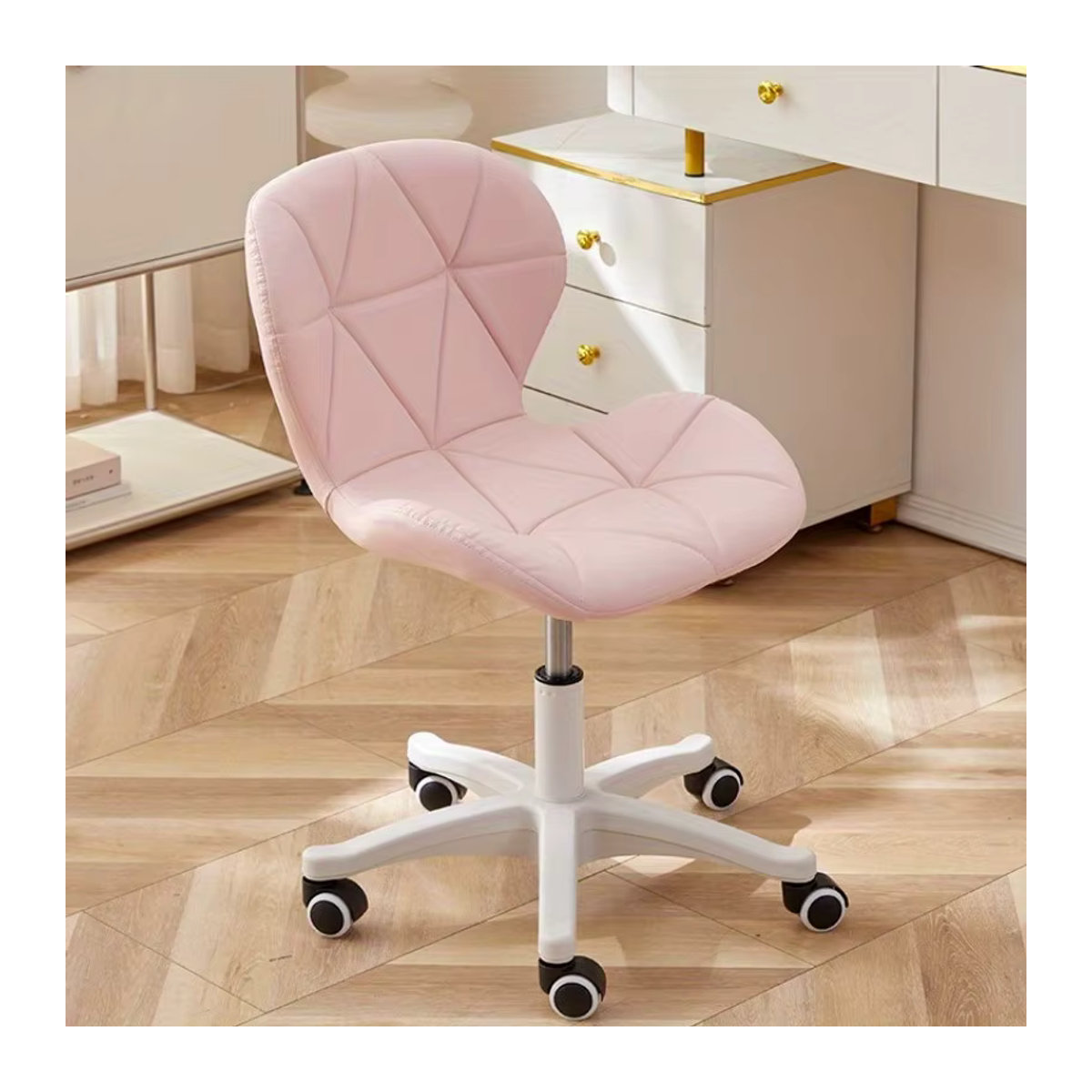 Ergonomischer Drehstuhl aus Kunstleder in Weiß und Grau, höhenverstellbar und modern gestaltet - Bild 2