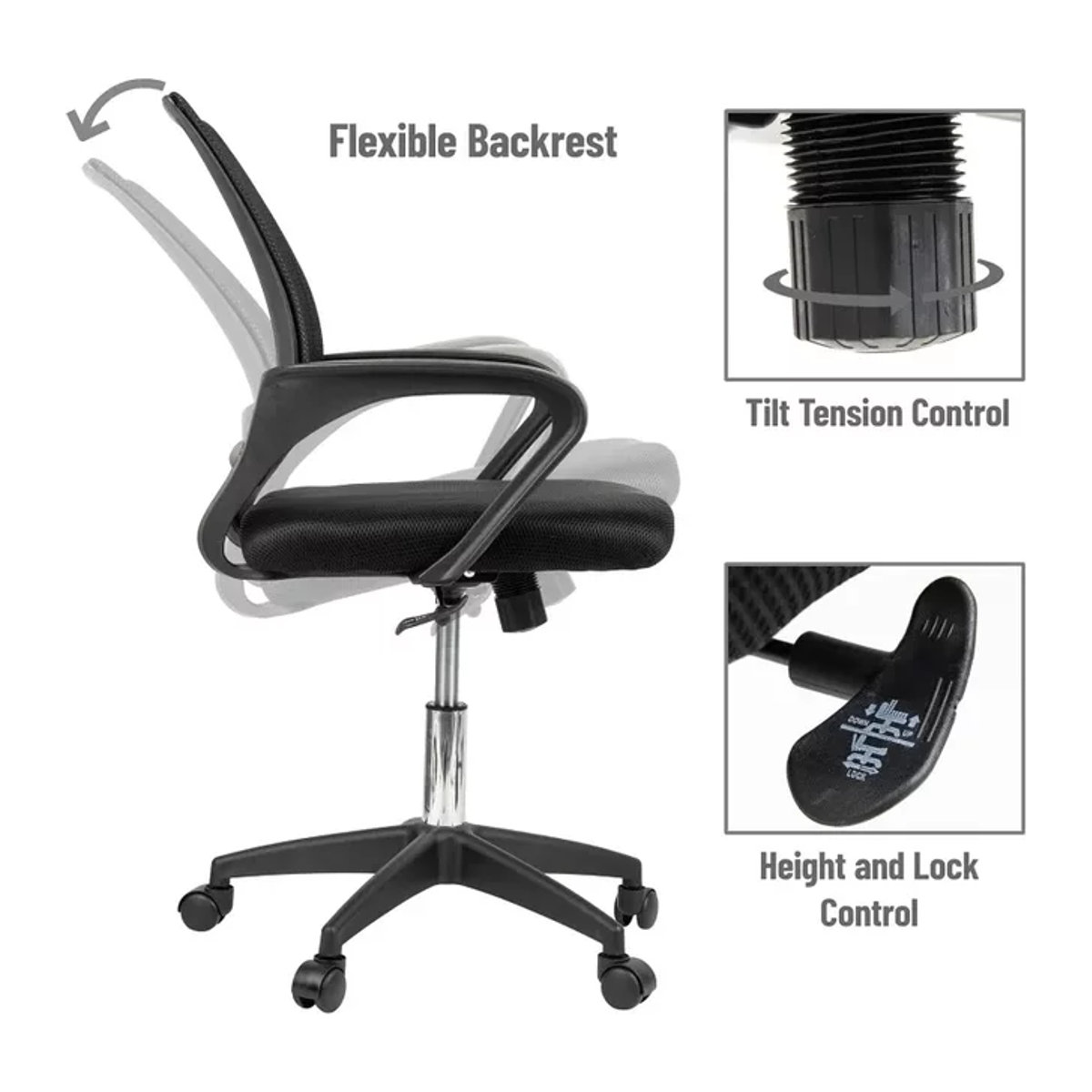 Ergonomischer Gamer-Stuhl mit Armlehnen und Drehsitz für Home-Office und Computer, modern und stabil, Farben: Rot/Schwarz - Bild 1
