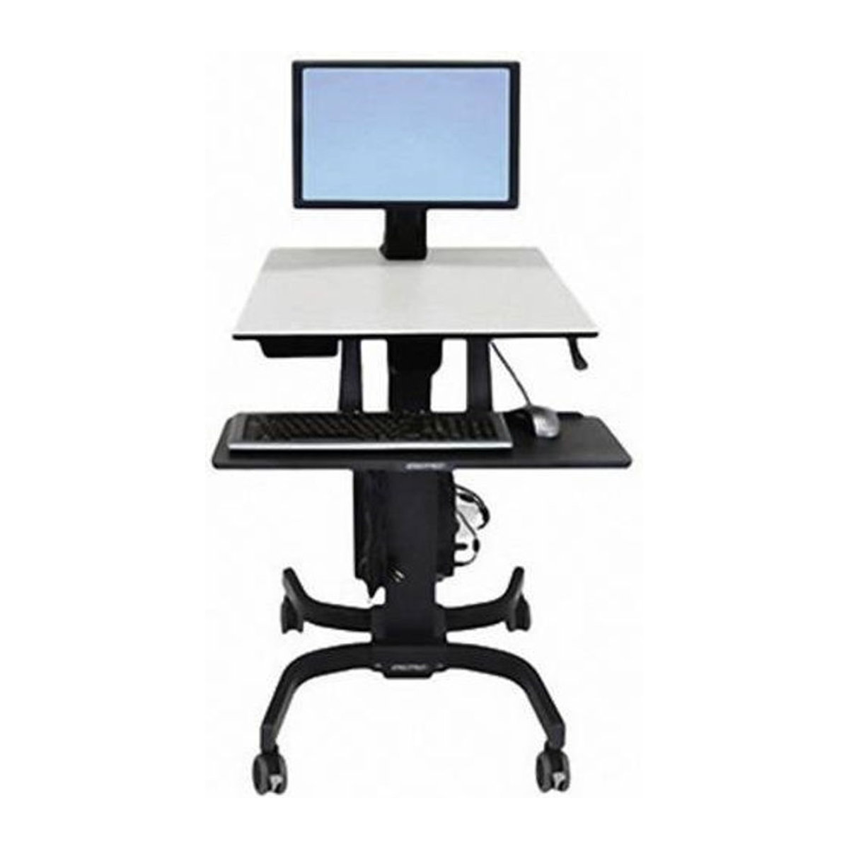 Ergotron WorkFit-C Single HD Mobiler Steh-Sitz-Arbeitsplatz mit Monitorarm und Tastaturablage, Schwarz-Grau - Bild 1