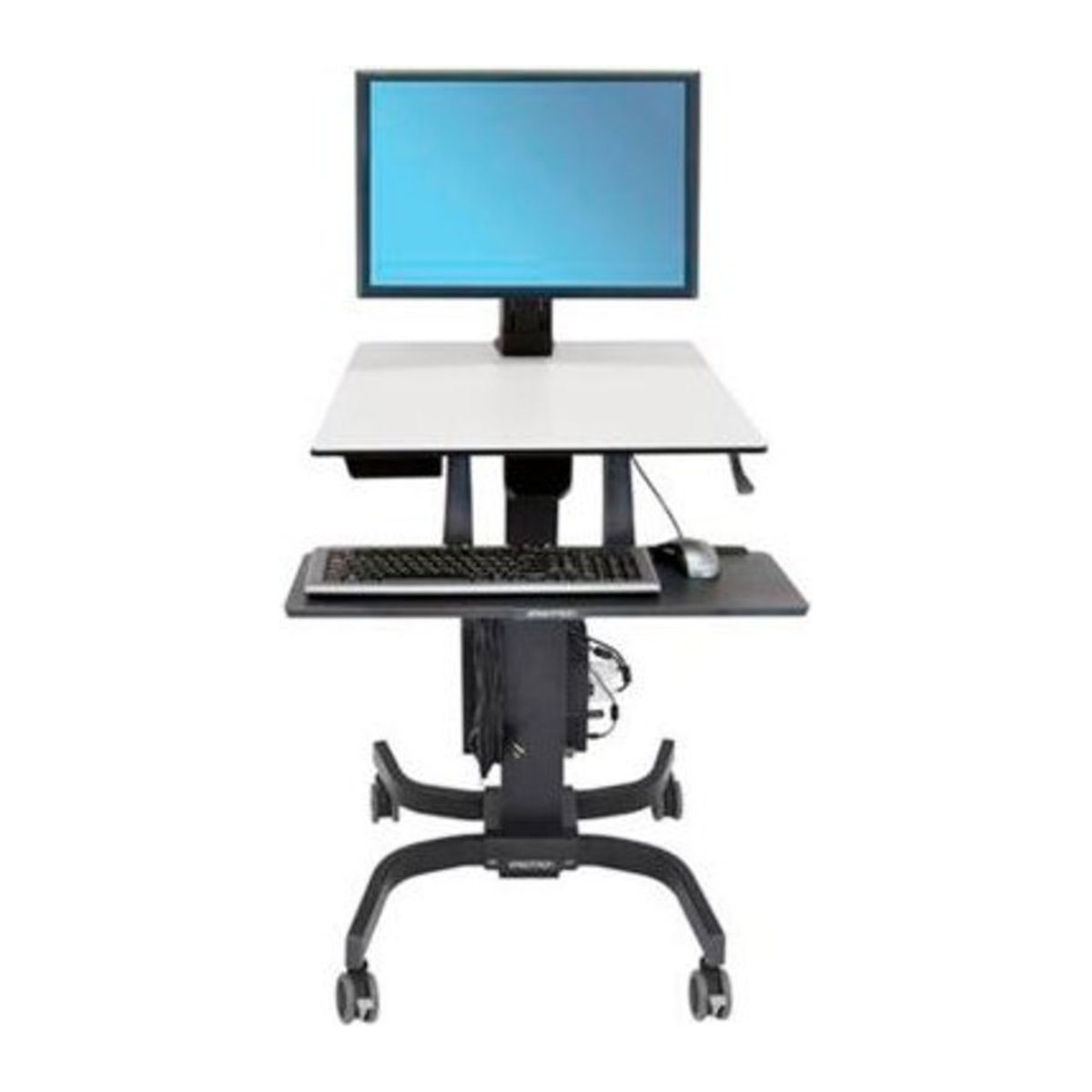 Ergotron WorkFit-C Single HD Mobiler Steh-Sitz-Arbeitsplatz mit Monitorarm und Tastaturablage, Schwarz-Grau - Bild 2