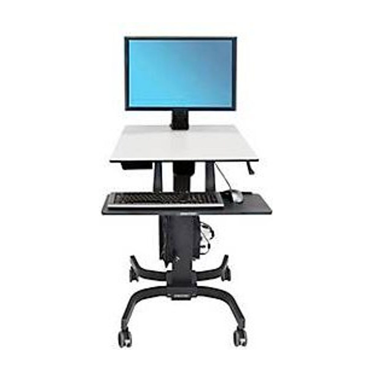 Ergotron WorkFit-C Single HD Mobiler Steh-Sitz-Arbeitsplatz mit Monitorarm und Tastaturablage, Schwarz-Grau - Bild 4