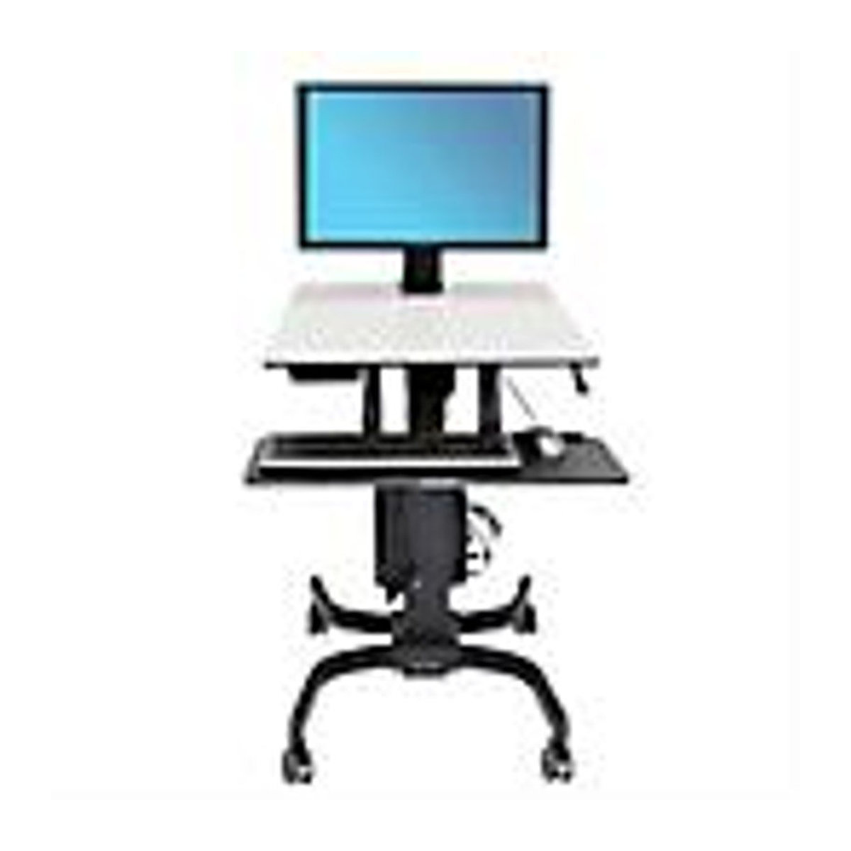 Ergotron WorkFit-C Single HD Mobiler Steh-Sitz-Arbeitsplatz mit Monitorarm und Tastaturablage, Schwarz-Grau - Bild 5