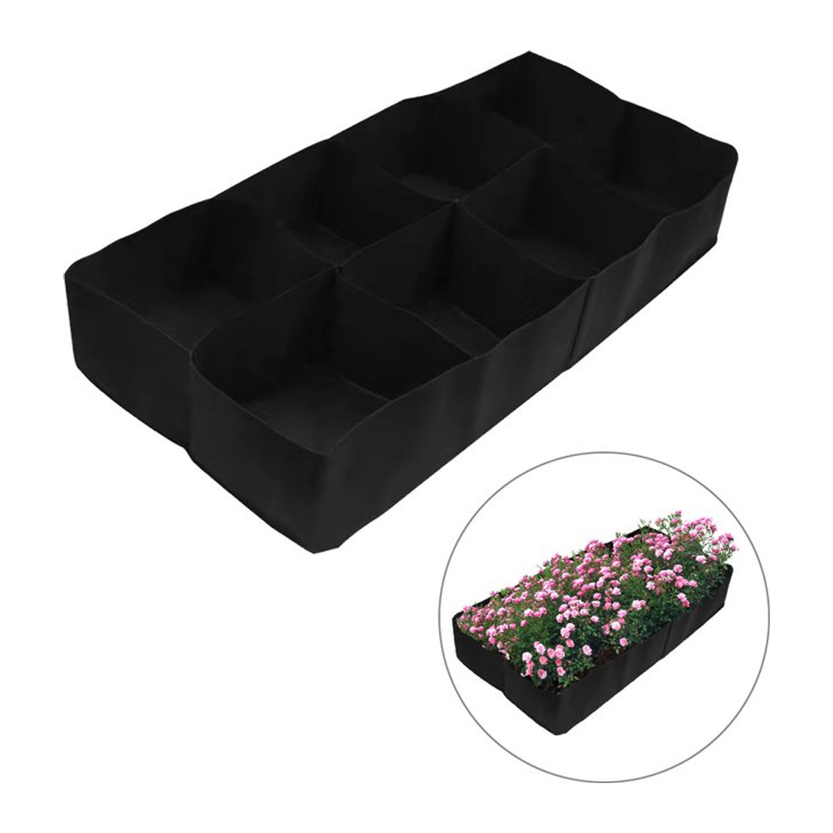 Erhöhtes Gartenbeet aus Filz mit Taschen für Gemüse und Blumen, rechteckige Pflanzbeutel und quadratische Pflanzenwachstumsbeutel mit Multi-Gitter-Struktur - Bild 1