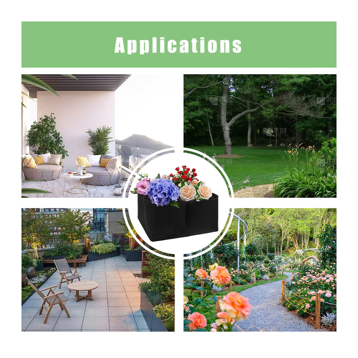 Erhöhtes Gartenbeet aus Filz mit Taschen für Gemüse und Blumen, rechteckige Pflanzbeutel und quadratische Pflanzenwachstumsbeutel mit Multi-Gitter-Struktur - Bild 5