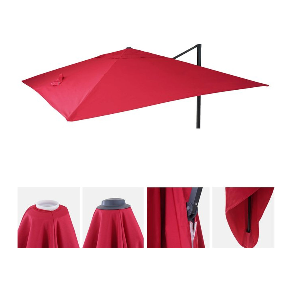 Ersatzbezug für Luxus-Ampelschirm MCW-A96 aus Polyester in Rot, Durchmesser: 4,24 m - Bild 1