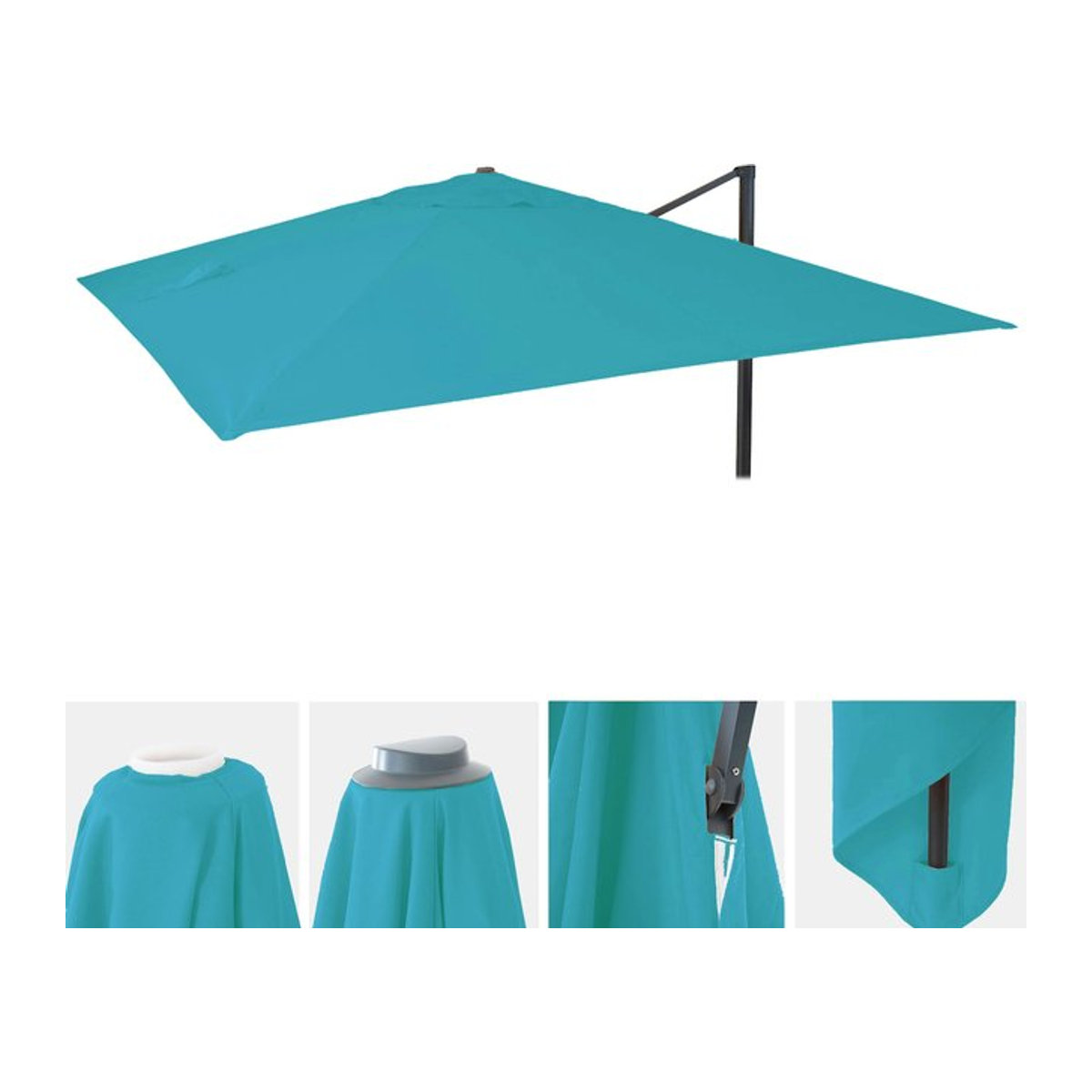 Ersatzbezug für Luxus-Ampelschirm MCW MCW-A96 aus Polyester in Türkis, Durchmesser: 4,24 m - Bild 1