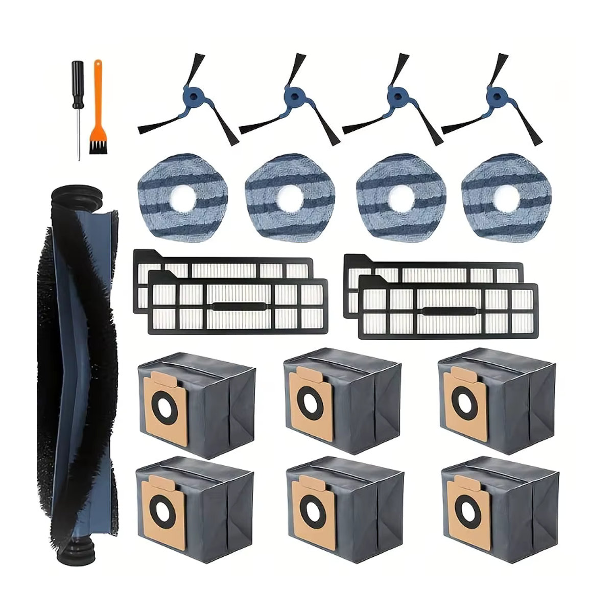 Ersatzteil-Set für eufy X10 Pro Omni Staubsauger mit Rollen, Seitenbürsten, HEPA-Filtern, Mopp Pads und Staubbeuteln in Schwarz/Weiß - Bild 6