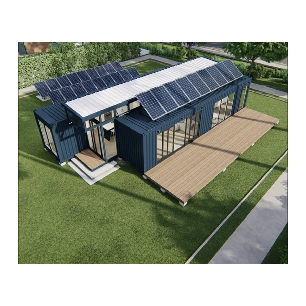 Erweiterbares Containerhaus als wasserdichtes und winddichtes Fertighaus mit 4 Schlafzimmern sowie Außenstrukturen und Beschattung - Bild 1