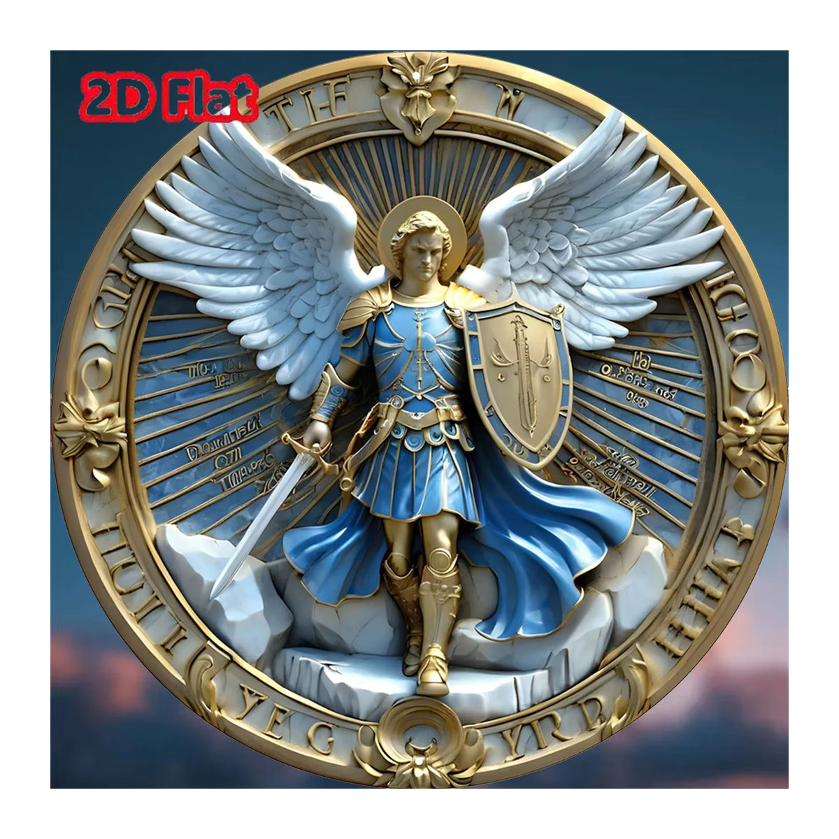 Erzengel Michael Protect Us Rundschild Wanddekoration von CIFBUY in Blau aus Kunstharz mit Durchmesser: 20 cm - Bild 2