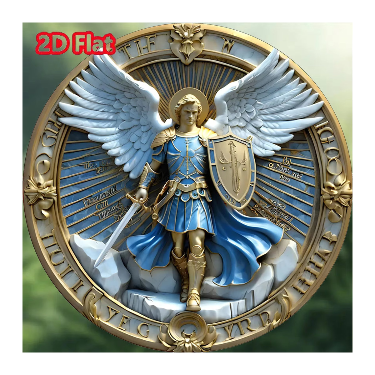 Erzengel Michael Protect Us Rundschild Wanddekoration von CIFBUY in Blau aus Kunstharz mit Durchmesser: 20 cm - Bild 3