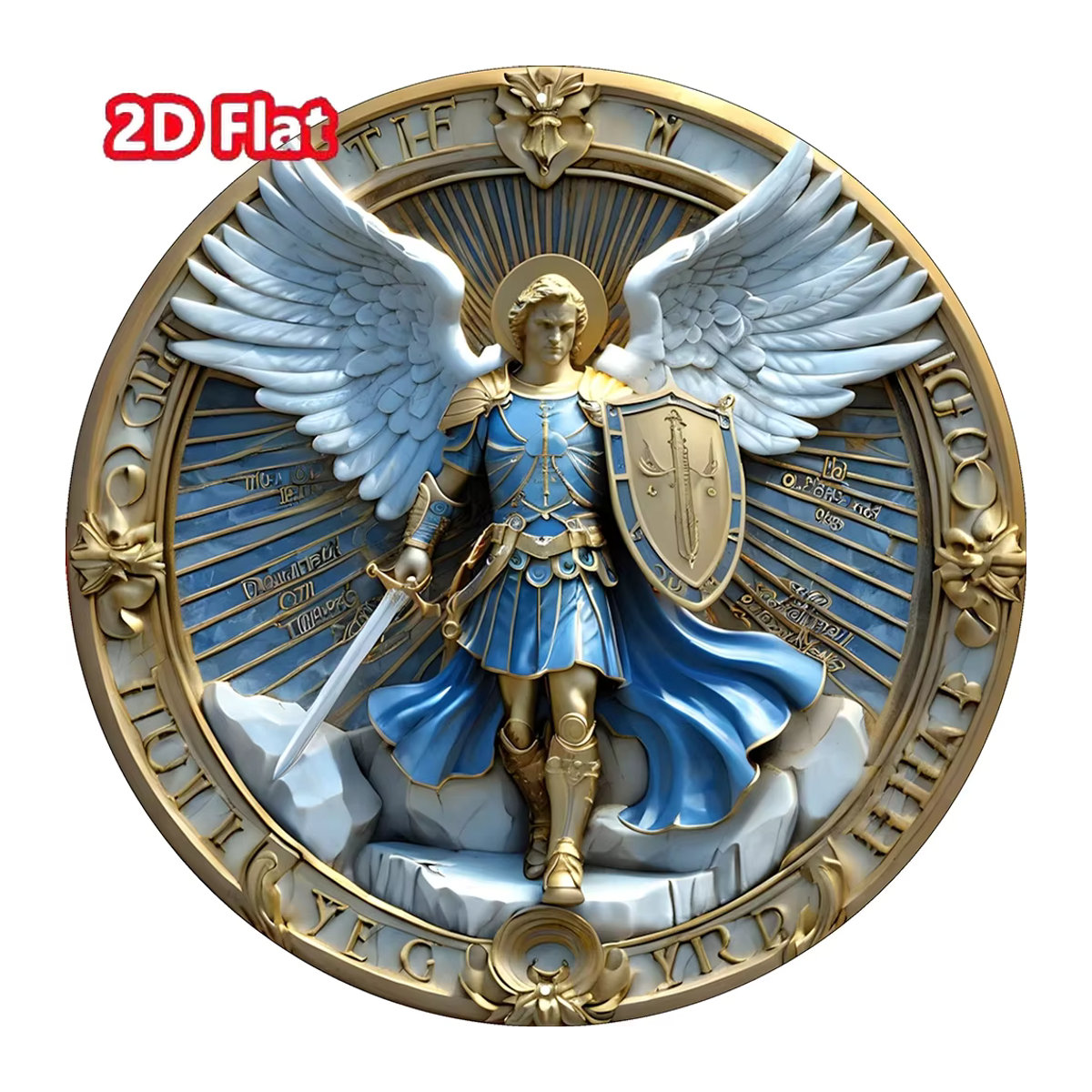 Erzengel Michael Protect Us Rundschild Wanddekoration von CIFBUY in Blau aus Kunstharz mit Durchmesser: 20 cm - Bild 4