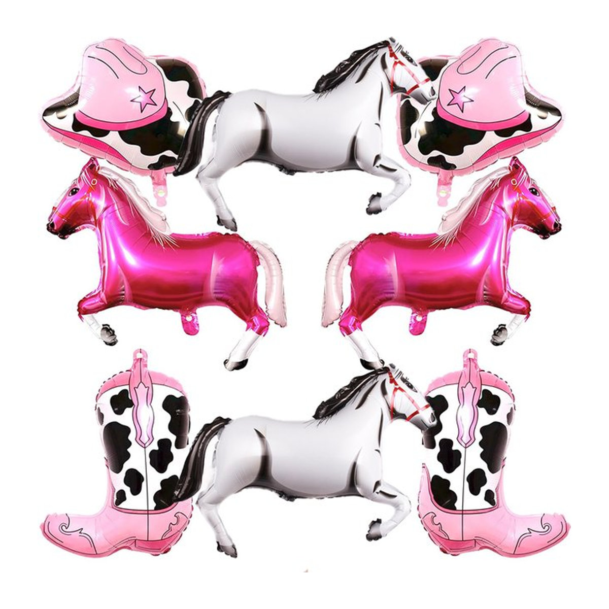 EsenTroye 2er Set Western Cowgirl Folienballons in Rosa mit Stiefel und Hut für Geburtstag und Baby Shower Dekoration - Bild 1