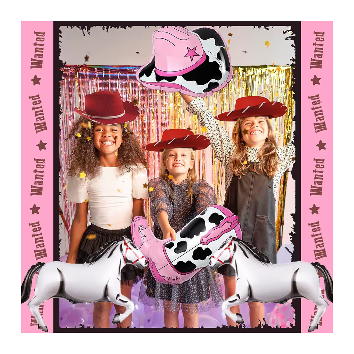 EsenTroye 2er Set Western Cowgirl Folienballons in Rosa mit Stiefel und Hut für Geburtstag und Baby Shower Dekoration - Bild 2