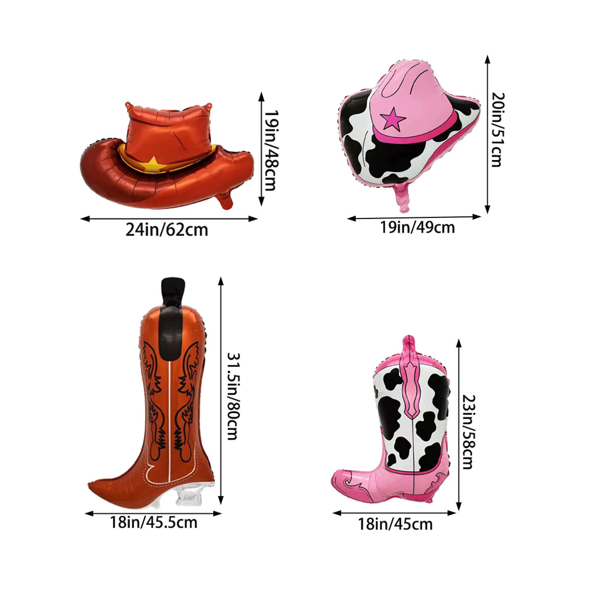 EsenTroye 2er Set Western Cowgirl Folienballons in Rosa mit Stiefel und Hut für Geburtstag und Baby Shower Dekoration - Bild 4