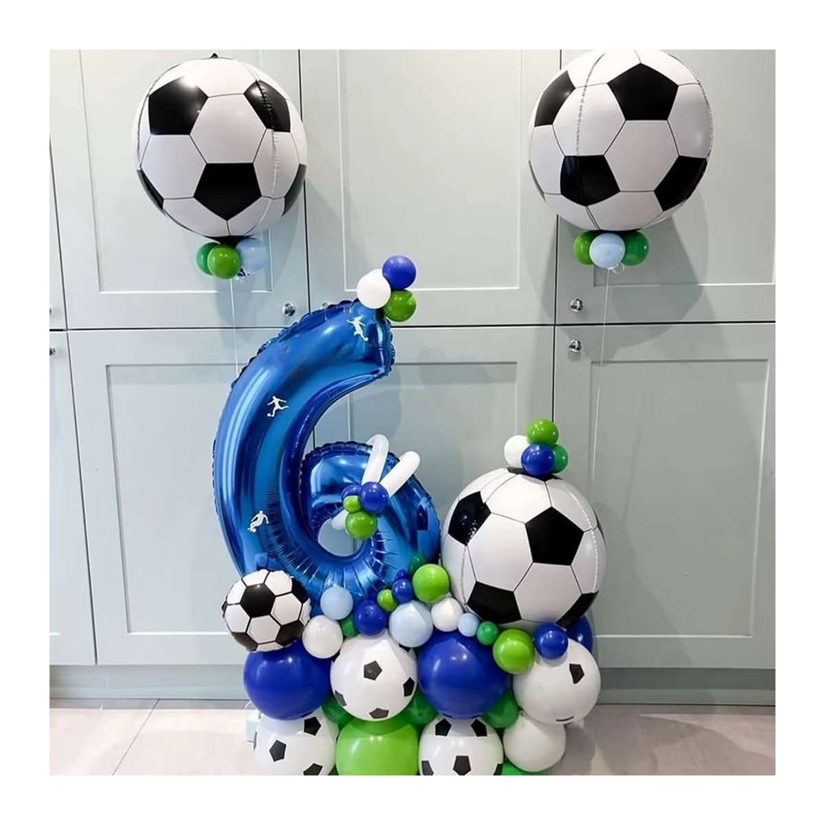 EsenTroye 4D Fußballballon in Weiß, runde Kugel für Helium, Durchmesser: 55,9 cm, Fußball-Partydekoration für Kinder - Bild 5