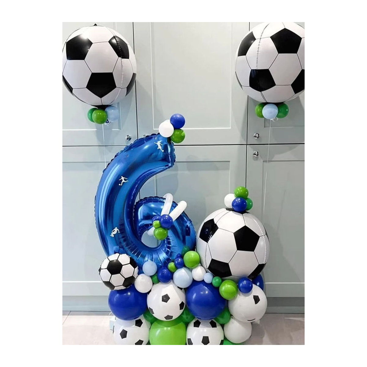 EsenTroye 4D Fußballballon in Weiß, runde Kugel für Helium, Durchmesser: 55,9 cm, Fußball-Partydekoration für Kinder - Bild 7
