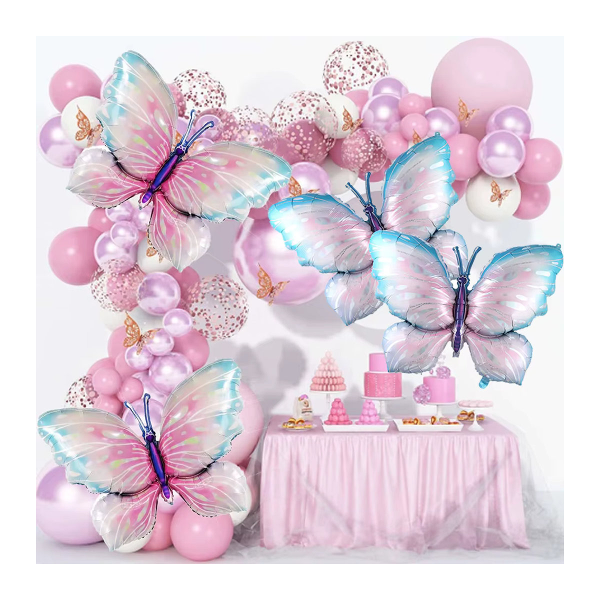EsenTroye Bunte Schmetterlings-Folienballons für Kinder, Dekoration für Geburtstag, Hochzeit oder Babyparty, Mehrfarbig, Höhe: 45,72 cm, Breite: 45,72 cm - Bild 2