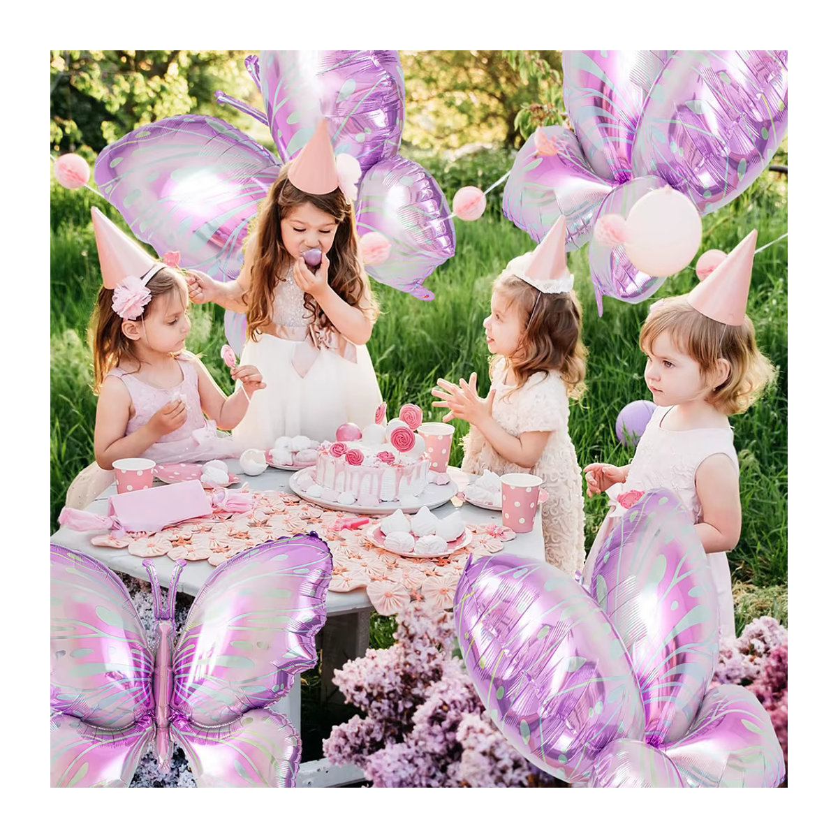 EsenTroye Bunte Schmetterlings-Folienballons für Kinder, Dekoration für Geburtstag, Hochzeit oder Babyparty, Mehrfarbig, Höhe: 45,72 cm, Breite: 45,72 cm - Bild 3