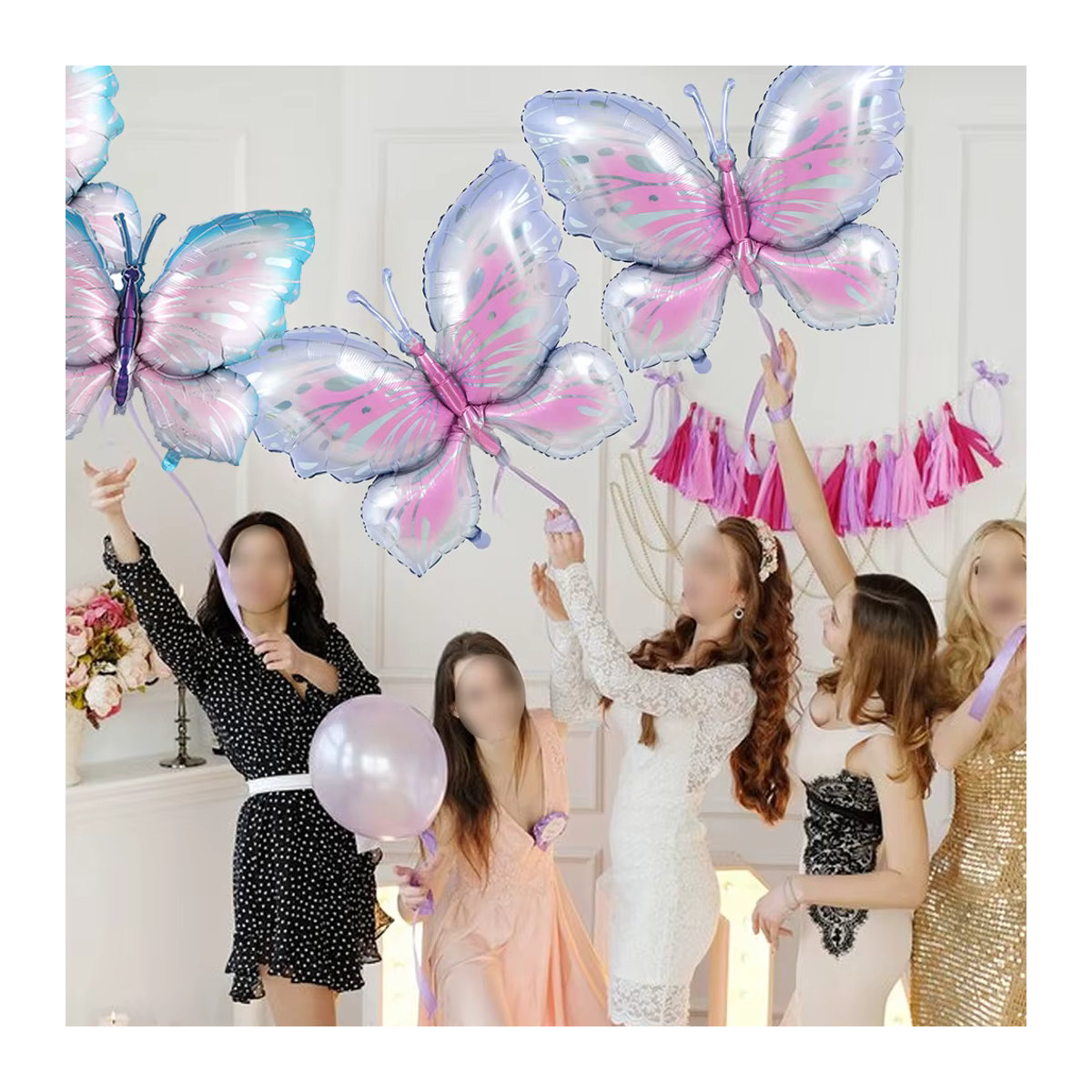 EsenTroye Bunte Schmetterlings-Folienballons für Kinder, Dekoration für Geburtstag, Hochzeit oder Babyparty, Mehrfarbig, Höhe: 45,72 cm, Breite: 45,72 cm - Bild 4