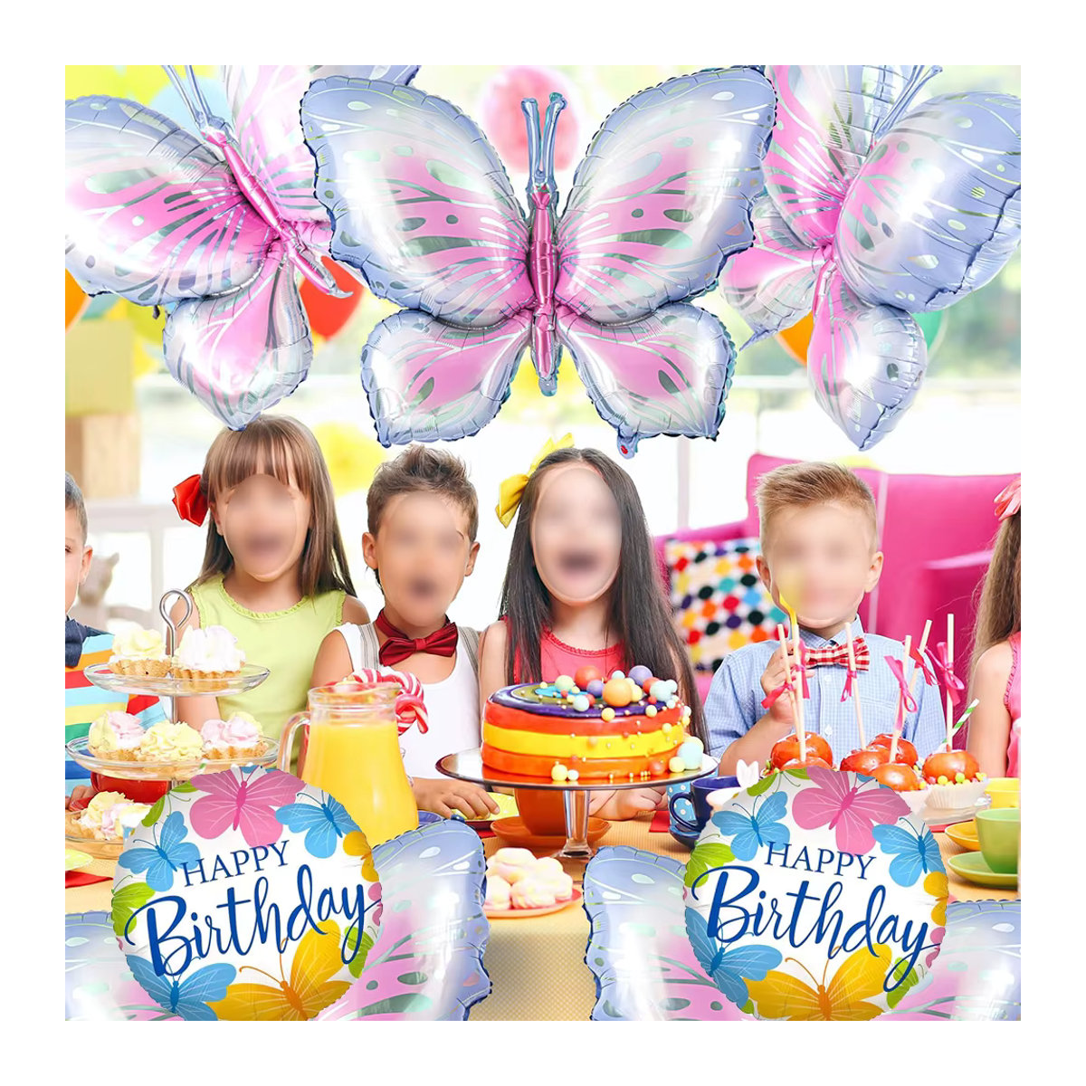 EsenTroye Bunte Schmetterlings-Folienballons für Kinder, Dekoration für Geburtstag, Hochzeit oder Babyparty, Mehrfarbig, Höhe: 45,72 cm, Breite: 45,72 cm - Bild 6