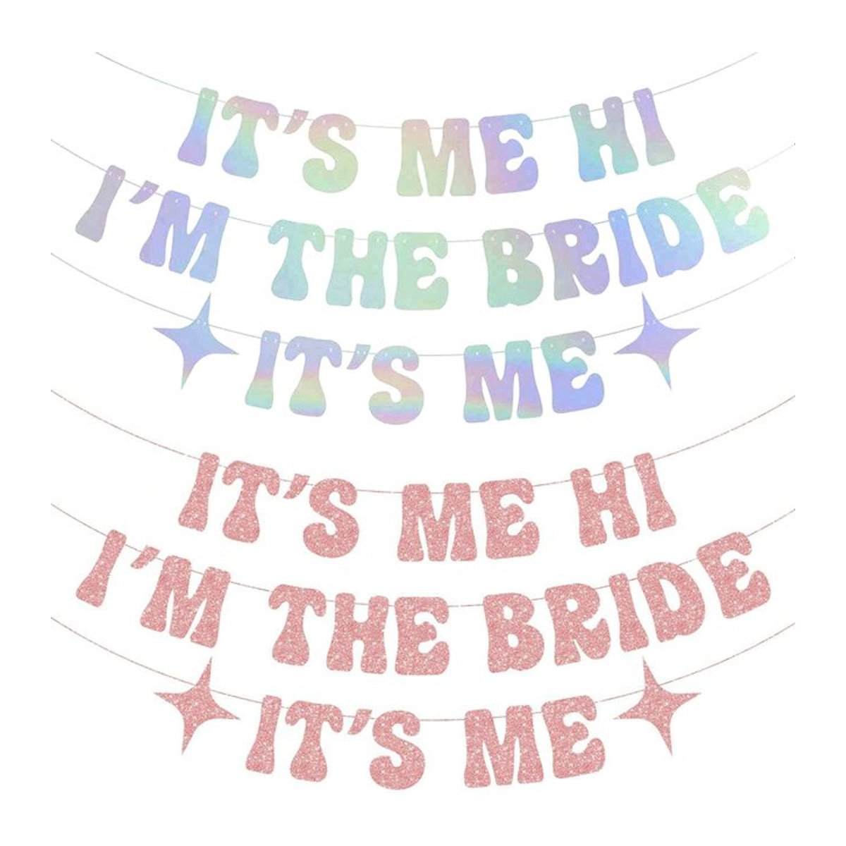 EsenTroye It's Me I'm The Bride Banner, glitzerndes mehrfarbiges Dekorationszubehör für Junggesellenabschied und Brautparty - Bild 1