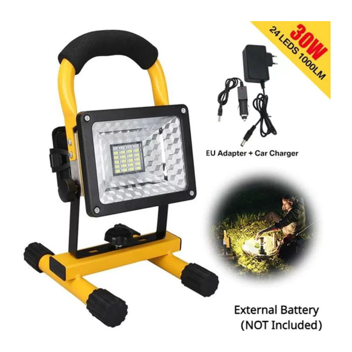 ESMARTER 30W LED Tragbares wiederaufladbares Flutlicht Wasserdichter batteriebetriebener Suchscheinwerfer für Outdoor und Camping - Bild 1