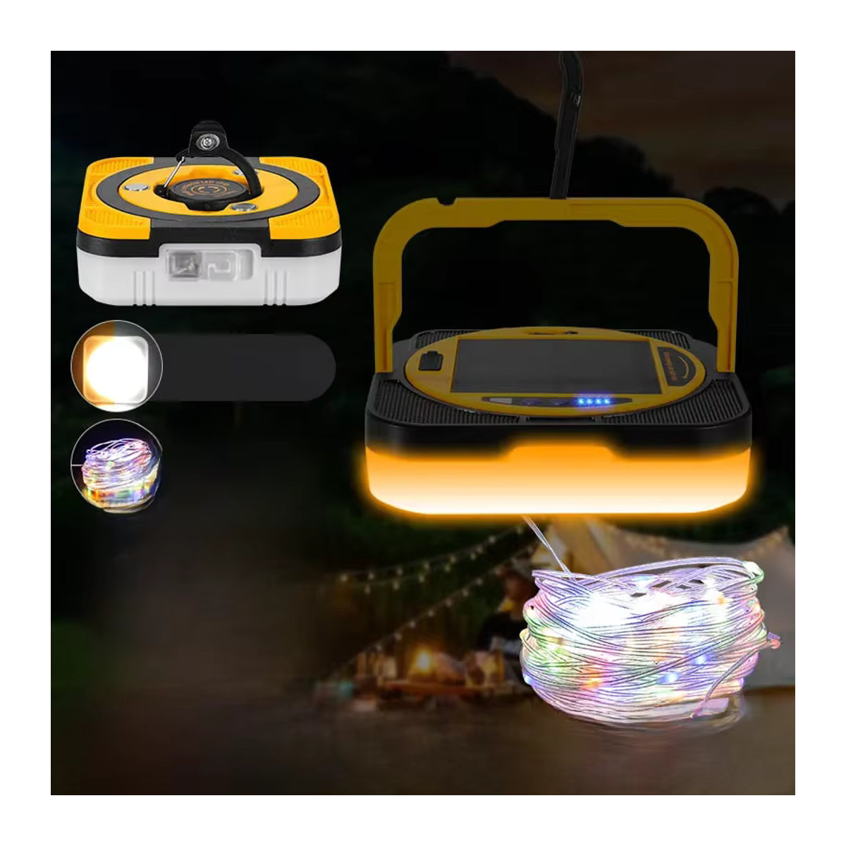 ESMARTER Camping Lichterkette mit Laternen 2 in 1 Design, IPX6 wasserdichte wiederaufladbare Taschenlampen - Bild 4