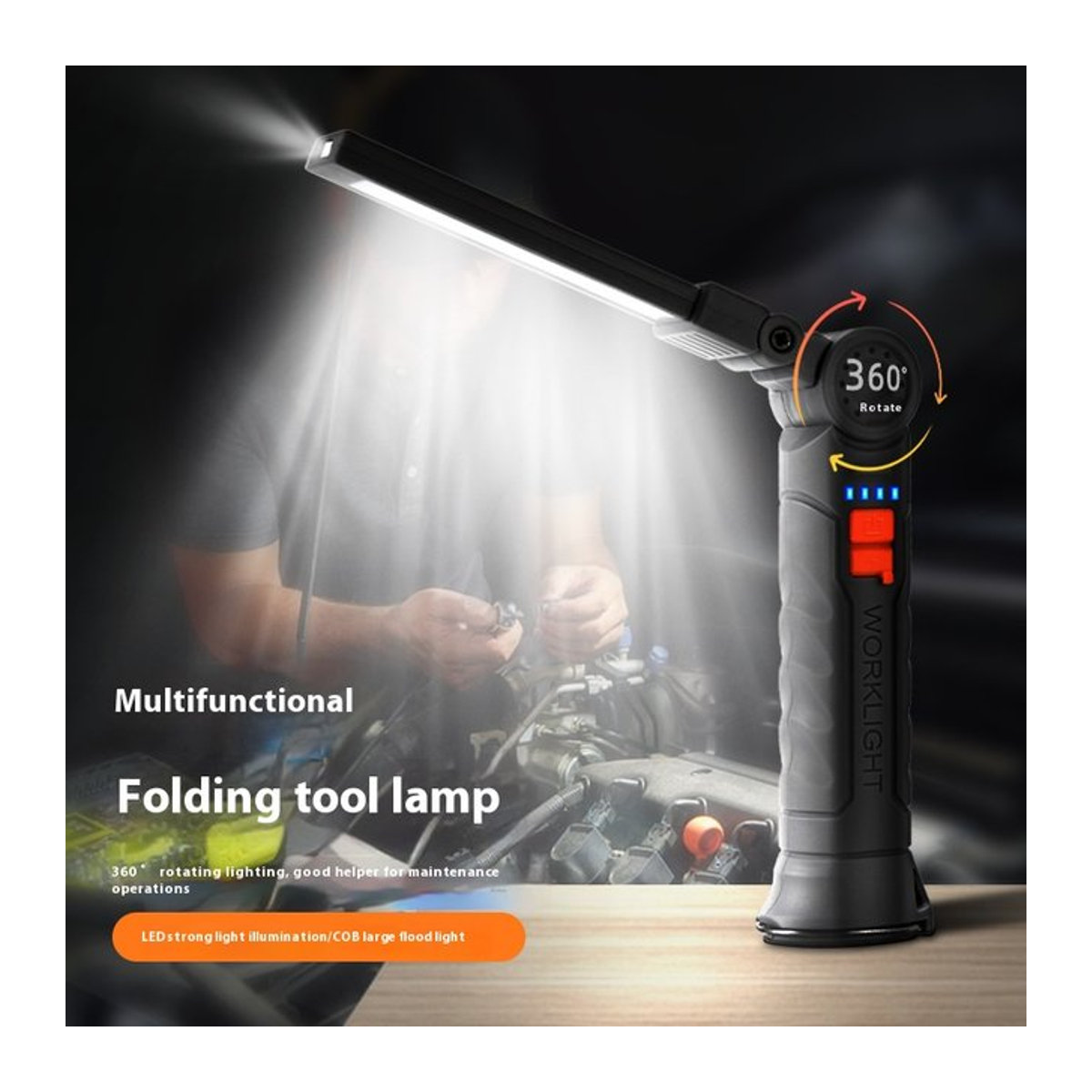 ESMARTER COB LED Arbeitsscheinwerfer mit Magnet und USB-C, 450lm Taschenlampe und Flutlicht für Garage und Reparatur, 4 Modi - Bild 1