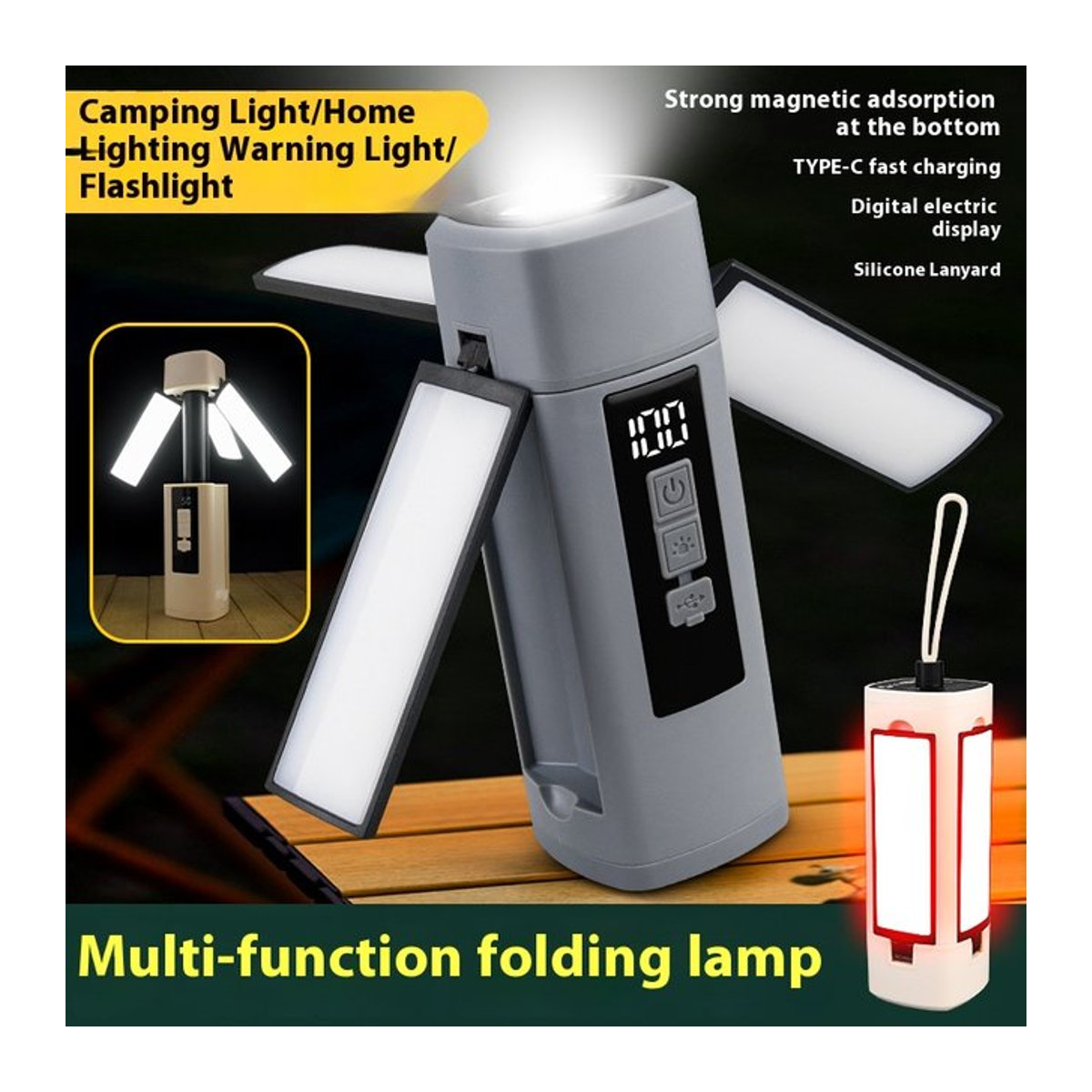 ESMARTER Faltbare LED-Tischlampe, wiederaufladbar mit 1800 mAh, tragbares Arbeitslicht mit 7 Modi und Magnetfunktion, minimalistisches Design - Bild 1