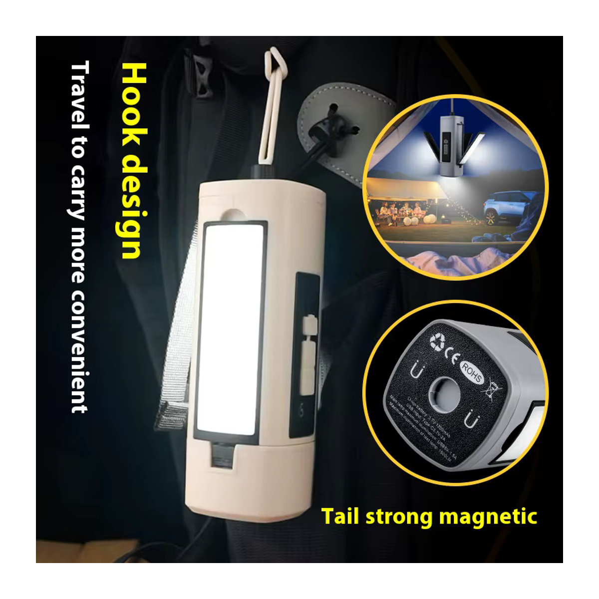 ESMARTER Faltbare LED-Tischlampe, wiederaufladbar mit 1800 mAh, tragbares Arbeitslicht mit 7 Modi und Magnetfunktion, minimalistisches Design - Bild 5