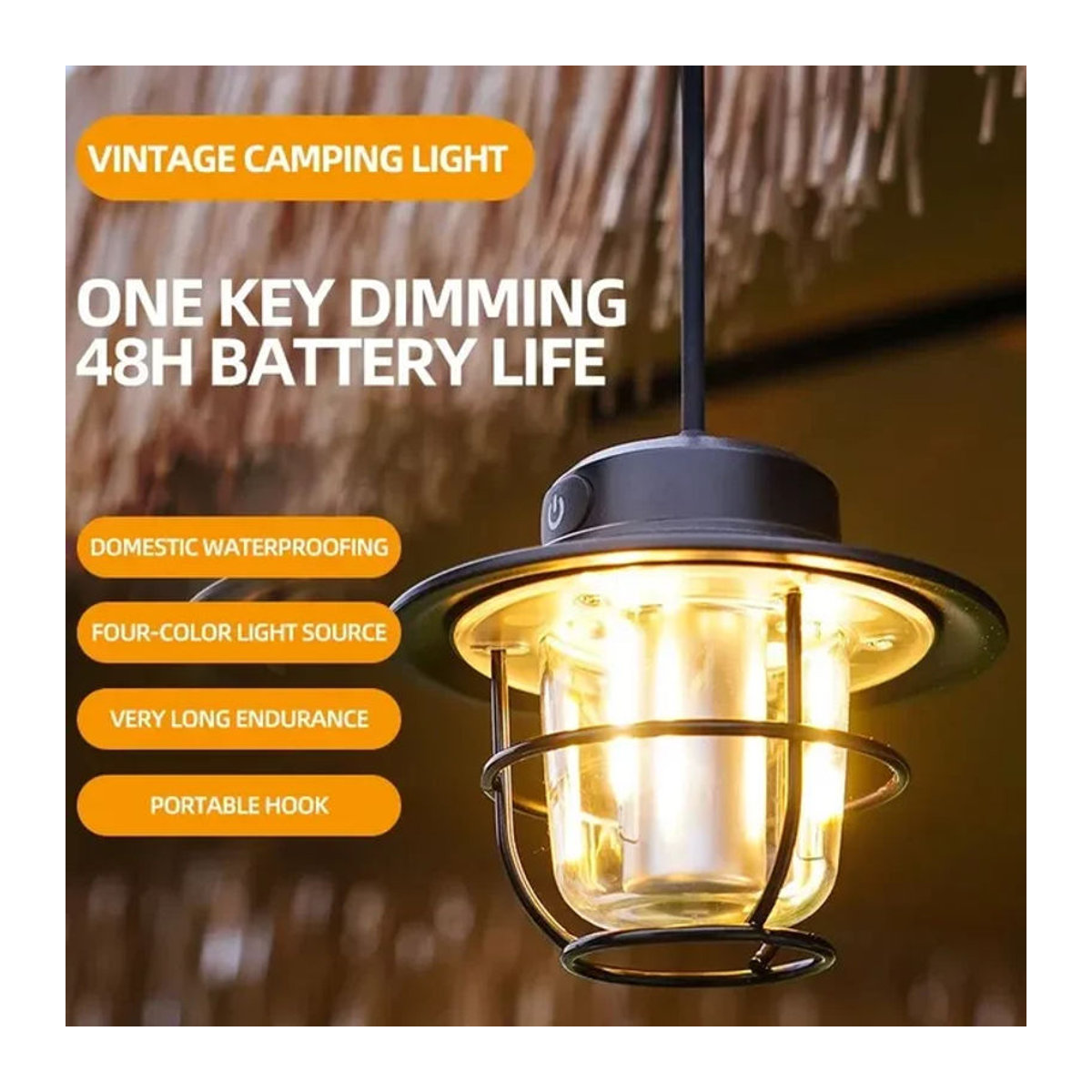 ESMARTER LED Camping Lampe Retro Tragbare Hängelampe mit stufenloser Dimmung und wasserdichtem Design - Bild 1