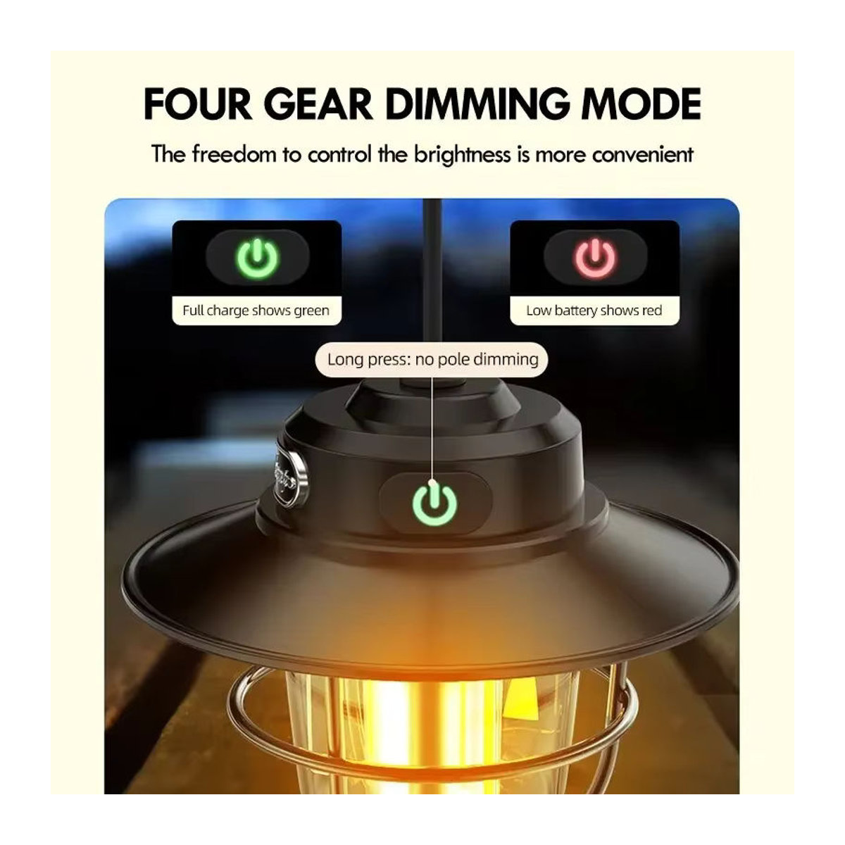 ESMARTER LED Camping Lampe Retro Tragbare Hängelampe mit stufenloser Dimmung und wasserdichtem Design - Bild 5
