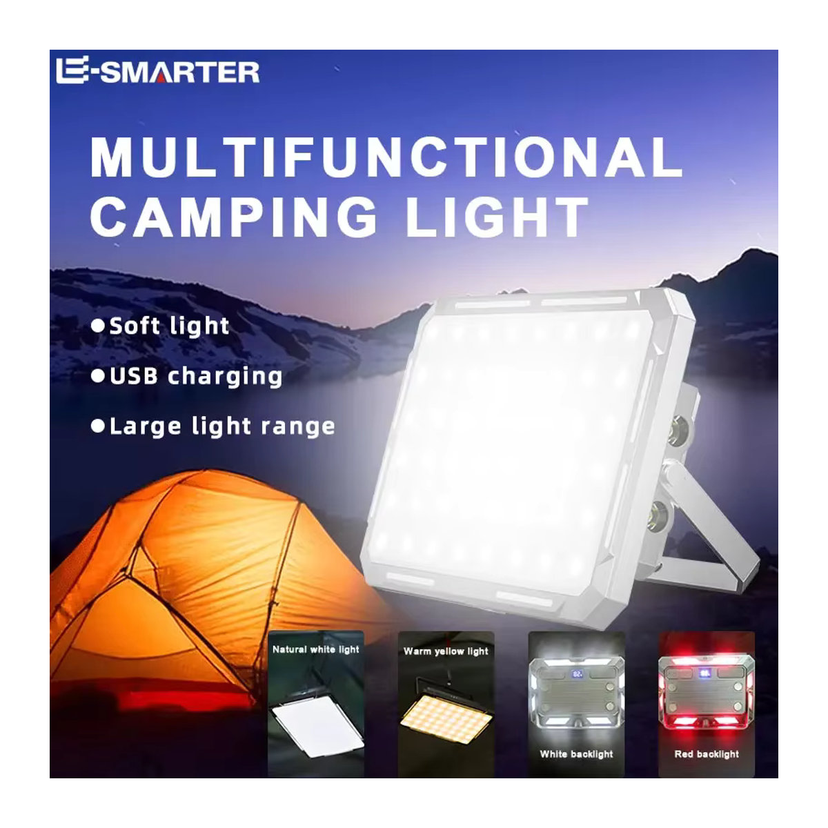 ESMARTER LED Camping Zelt Licht Wiederaufladbarer High Power Suchscheinwerfer Wasserdichte Tragbare Outdoor Notbeleuchtung - Bild 6