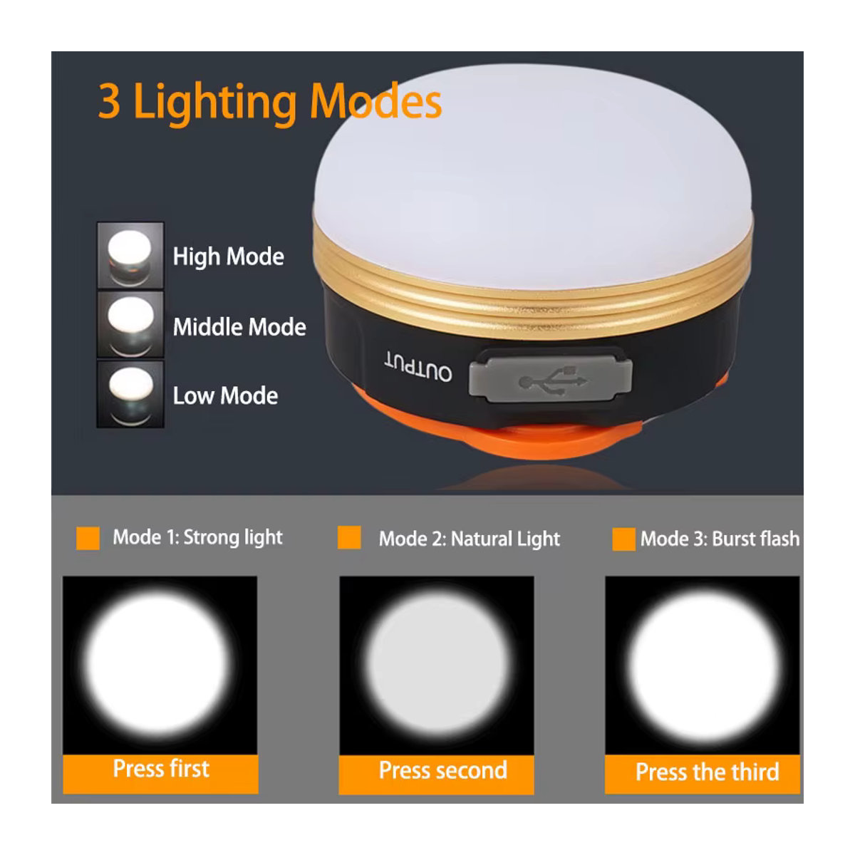 ESMARTER LED-Laterne tragbares Campinglicht mit 3 Beleuchtungsmodi und Magnet für Outdoor und Notfälle - Bild 2