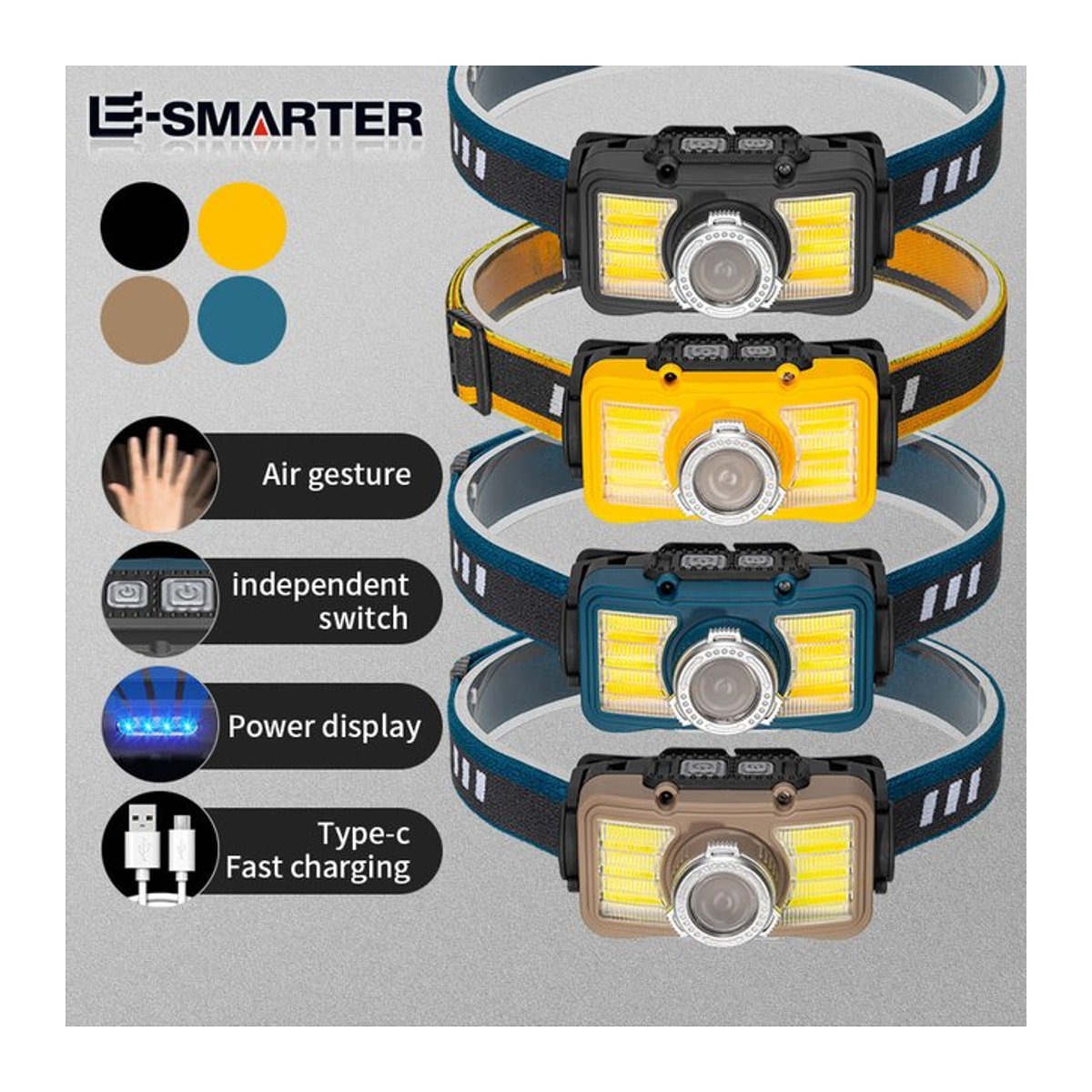 ESMARTER LED-Mini-Scheinwerfer mit USB-Anschluss und Weißlicht für Camping und Jagd - Bild 1