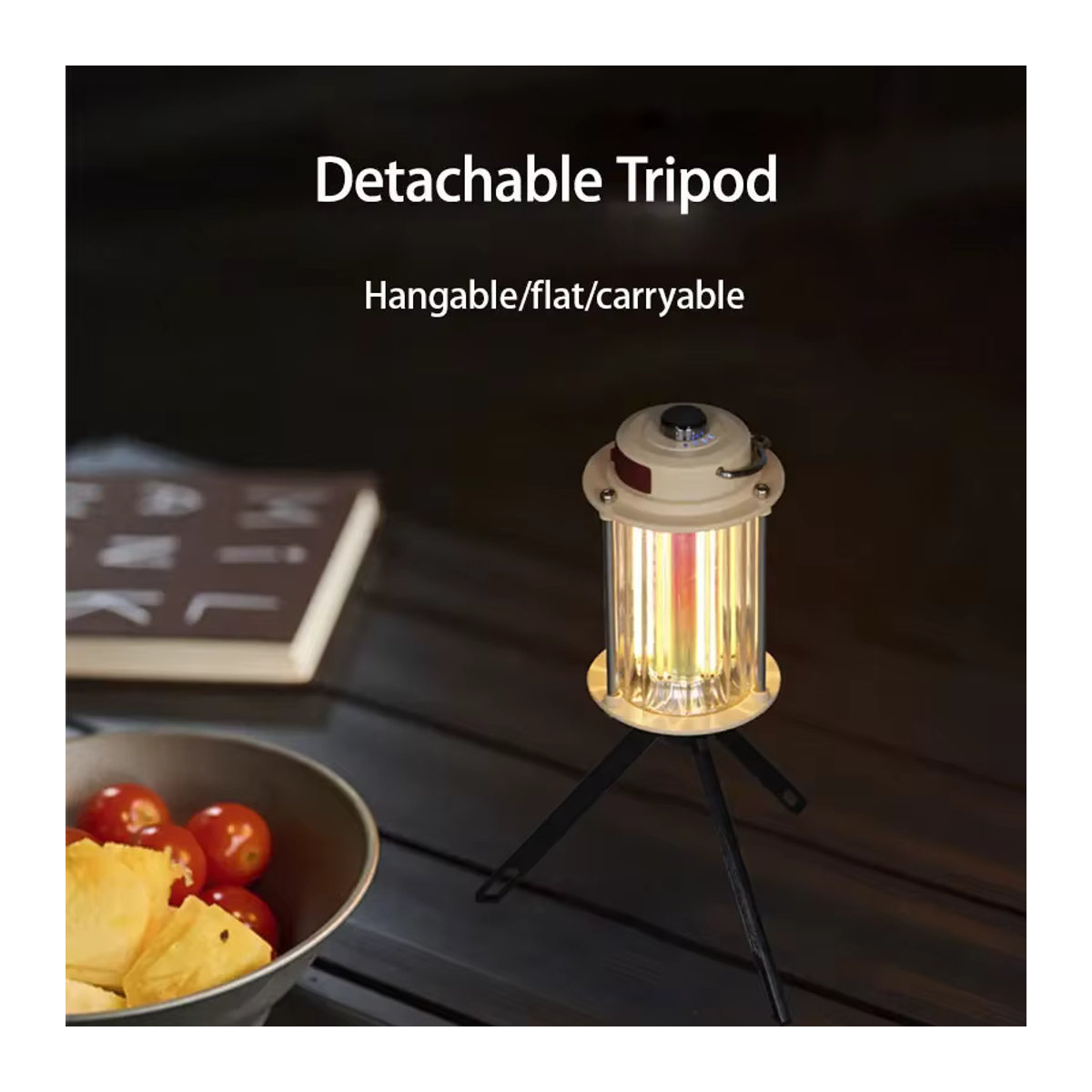 ESMARTER LED Retro Camping Lampe mit Stativ, USB wiederaufladbar, dimmbar und wasserdicht, tragbare Zeltlaterne für draußen - Bild 5