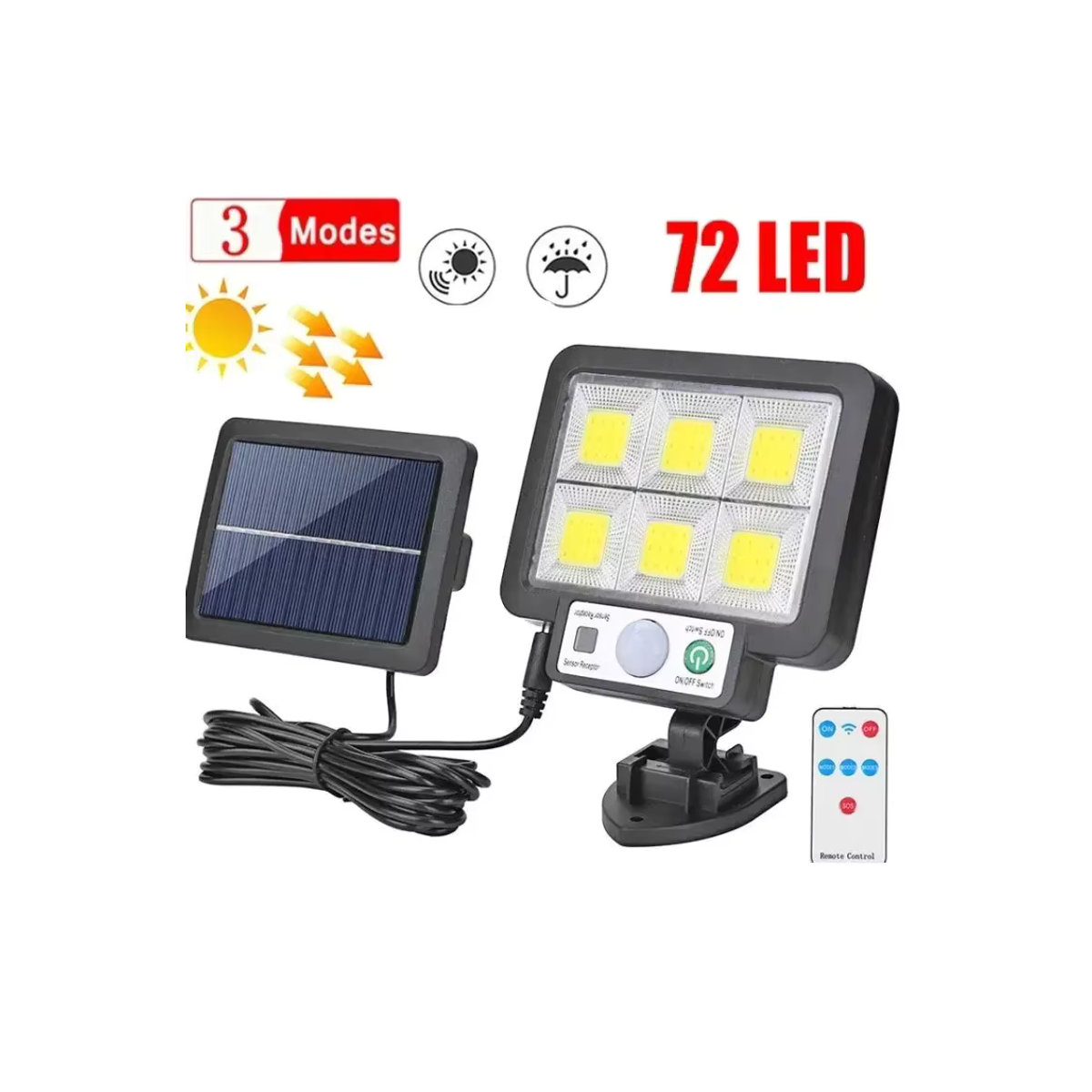 ESMARTER LED Solar-Split-Wandleuchte mit Bewegungssensor in Schwarz, Wasserdichte Außenbeleuchtung mit 3 Modi für Garten und Garage - Bild 7