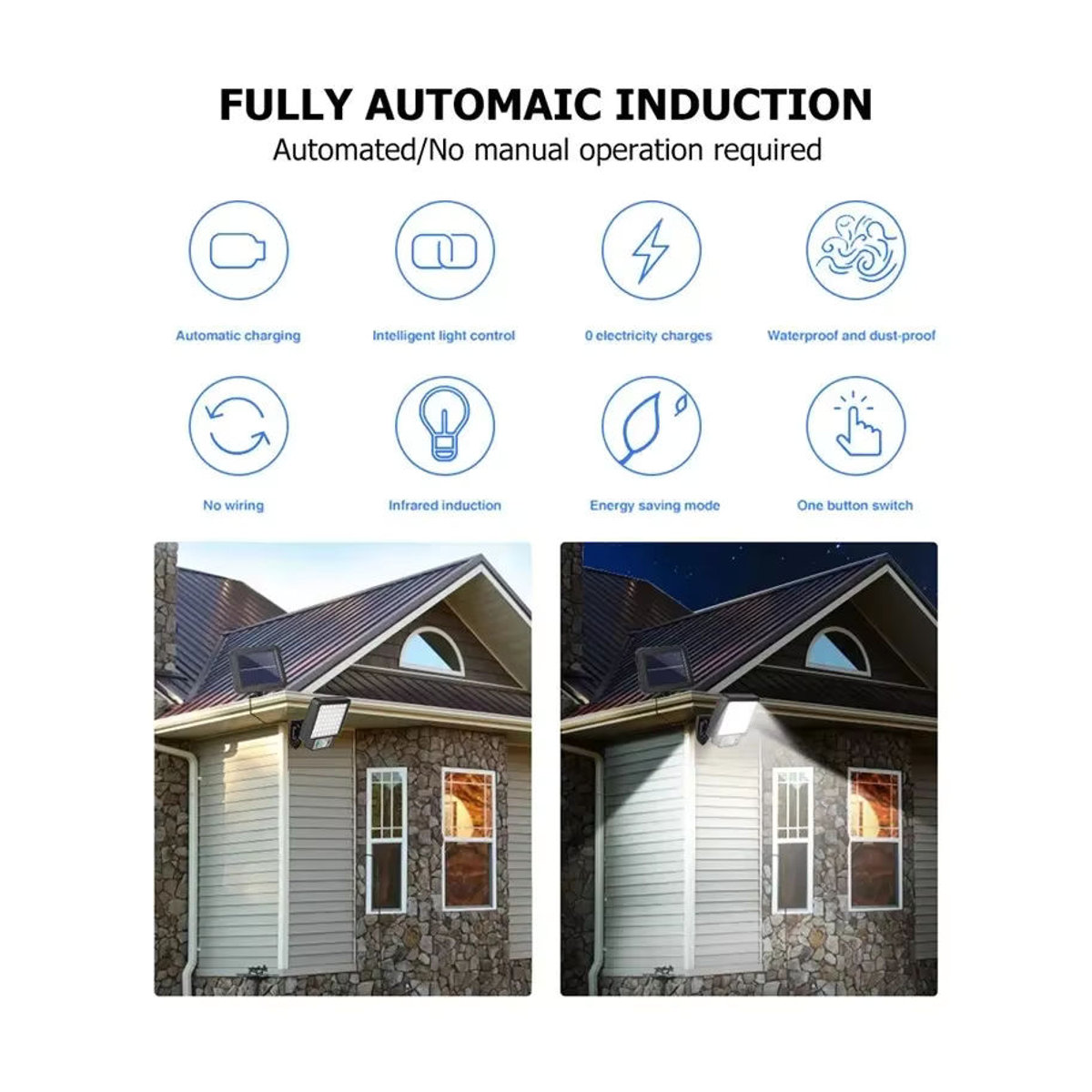 ESMARTER LED Solar Split Wandleuchte Schwarz mit Motion Sensor und 3 Modi wasserdicht für Garten und Garage - Bild 5