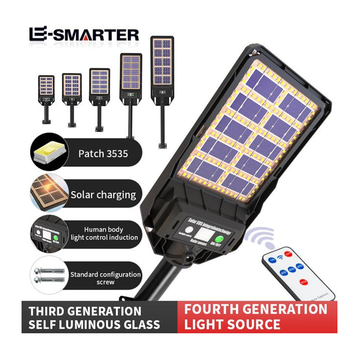ESMARTER LED Solar-Wandleuchte mit Bewegungsmelder in Schwarz, moderne wasserdichte Außenbeleuchtung für Garten und Straße - Bild 1