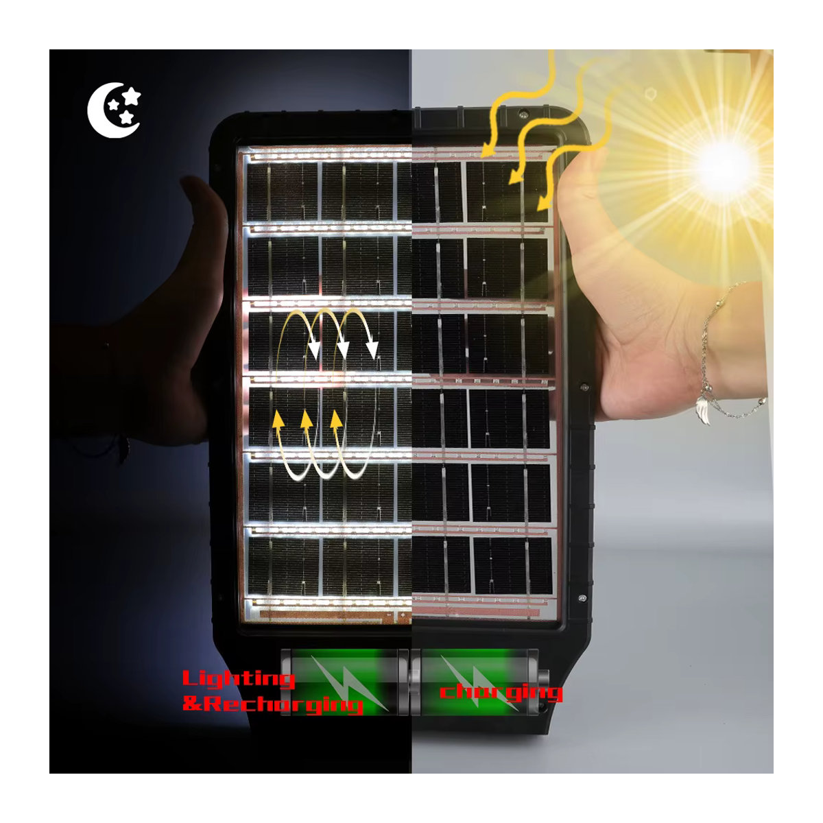 ESMARTER LED Solar-Wandleuchte mit Bewegungsmelder in Schwarz, moderne wasserdichte Außenbeleuchtung für Garten und Straße - Bild 2