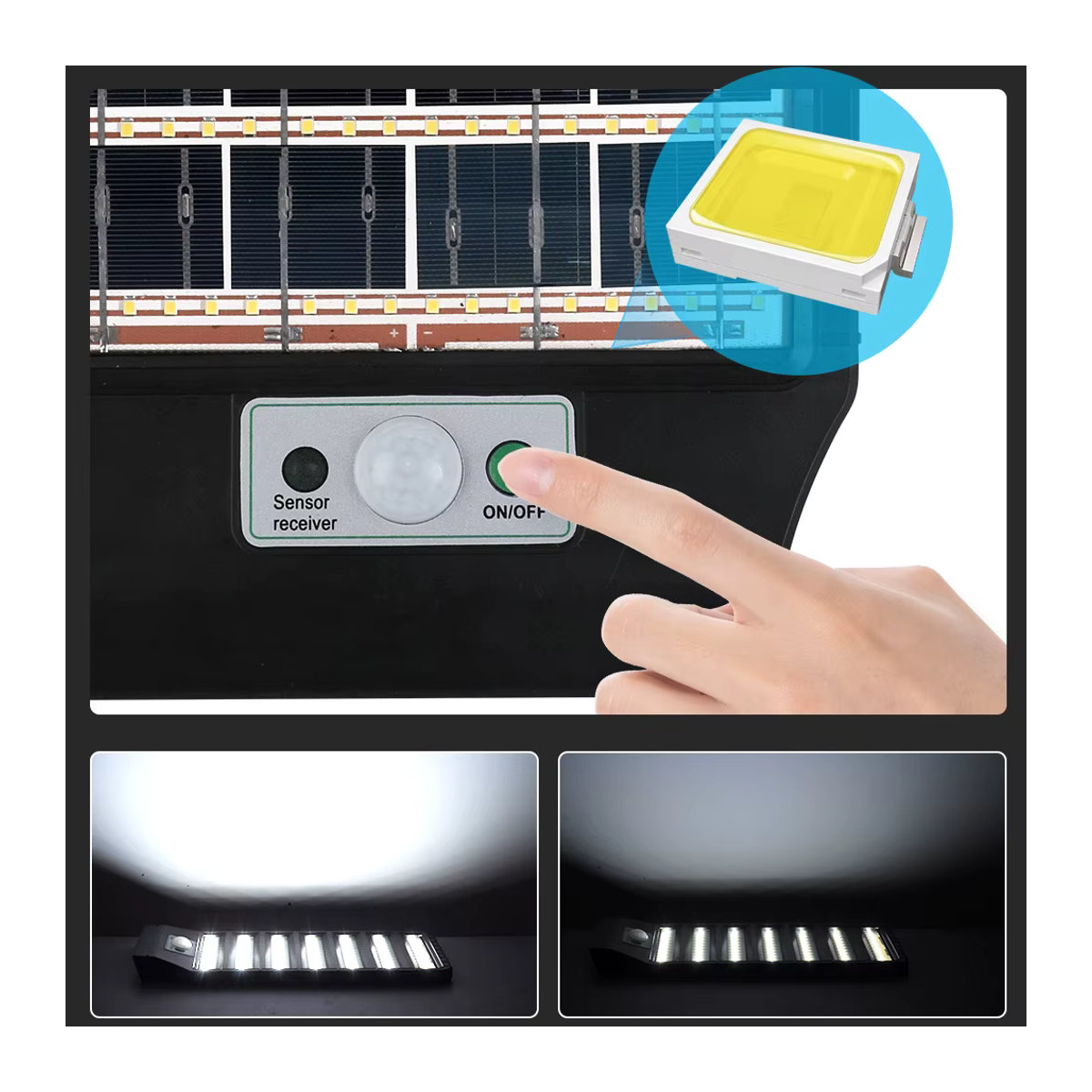 ESMARTER LED Solar-Wandleuchte mit Bewegungsmelder in Schwarz, moderne wasserdichte Außenbeleuchtung für Garten und Straße - Bild 5