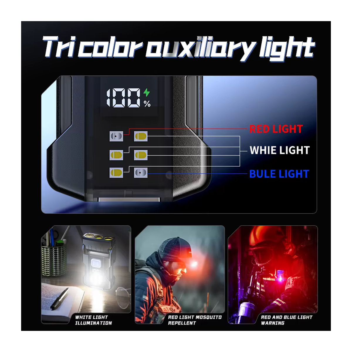 ESMARTER Mini-LED-Taschenlampe USB wiederaufladbar mit Batterieanzeige und Magnet, Tragbares EDC-Arbeitslicht mit 7 Modi - Bild 3